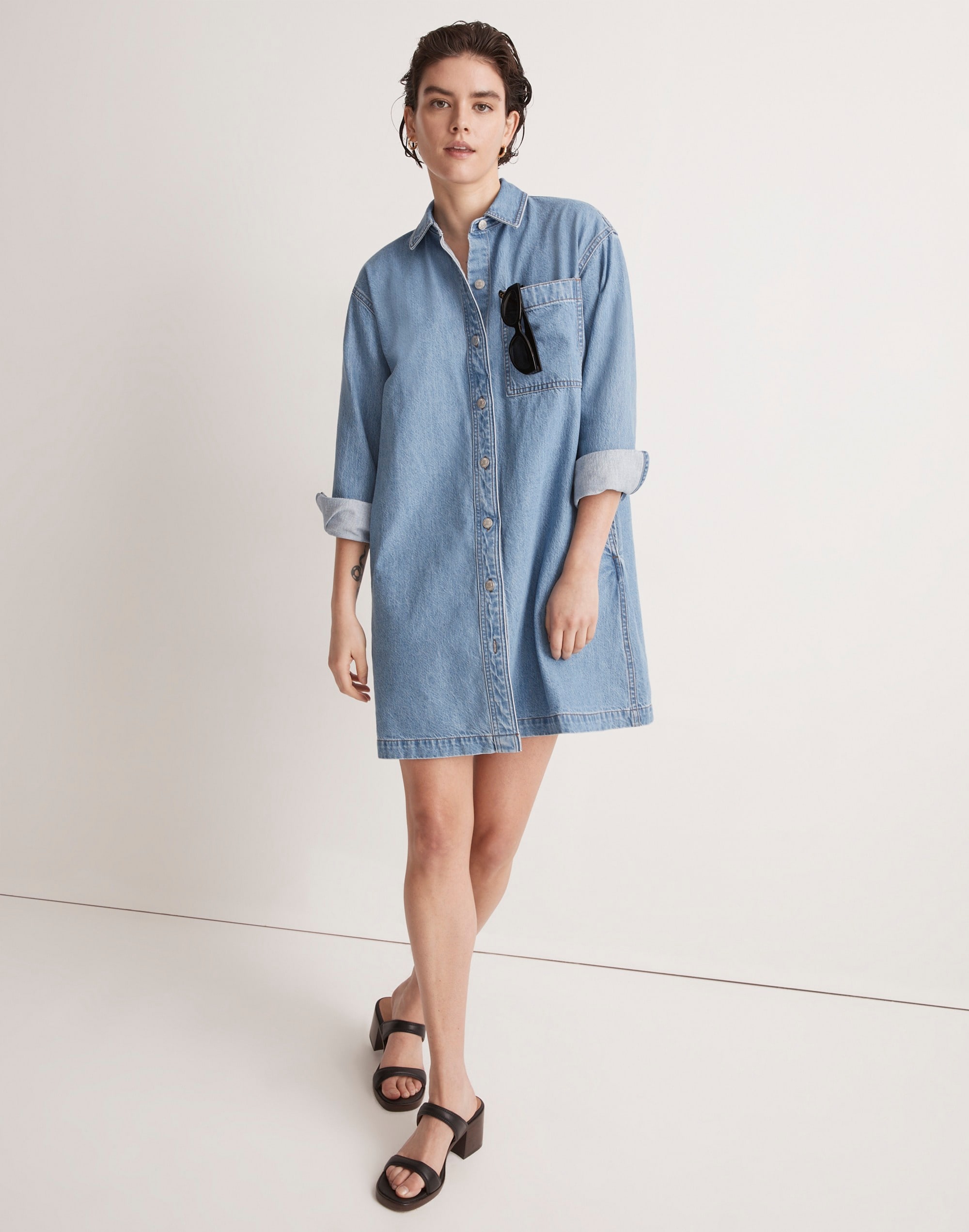 Denim Oversized Shirtdress in Springvale Wash
