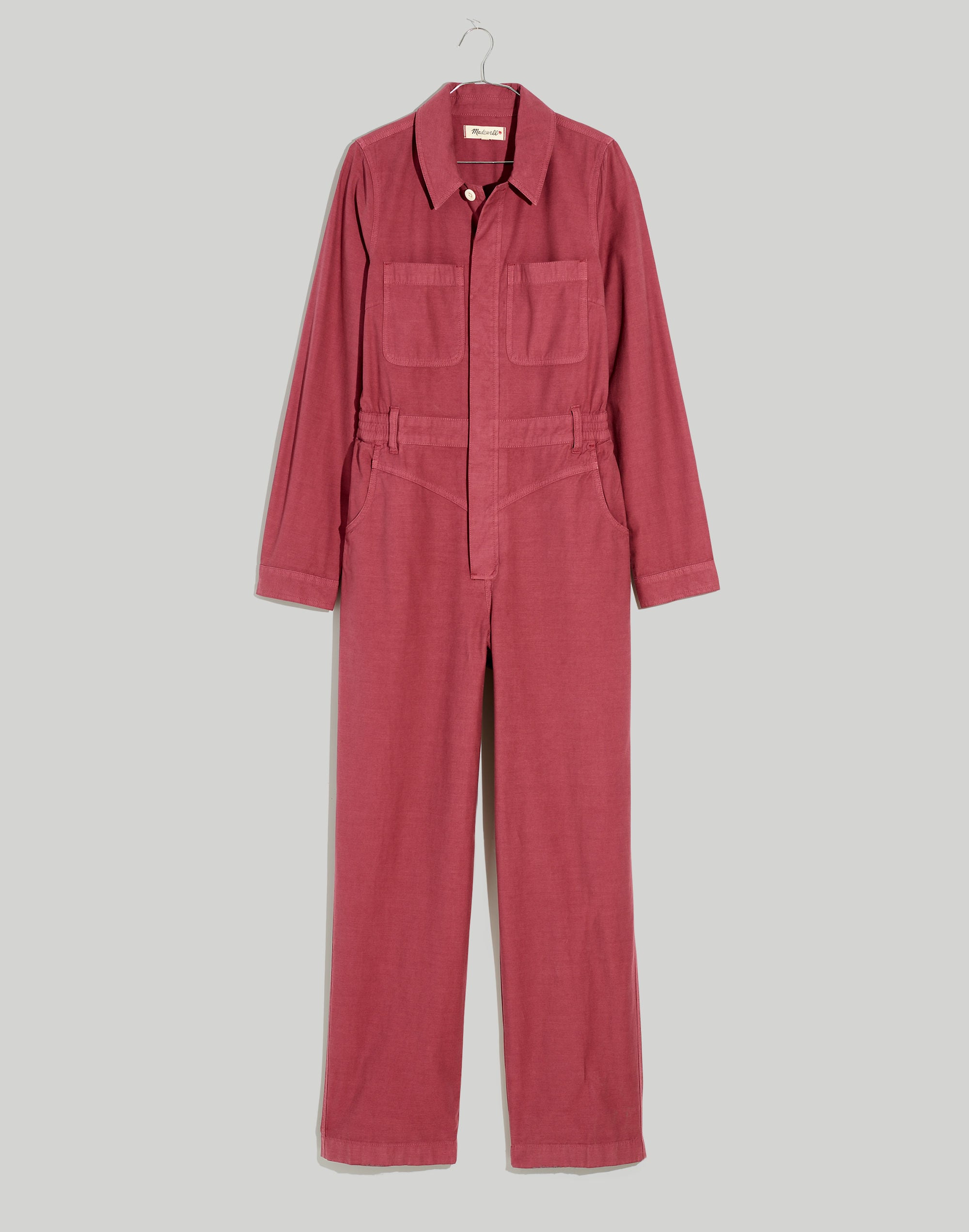 Garment-Dyed Long-Sleeve Jumpsuit