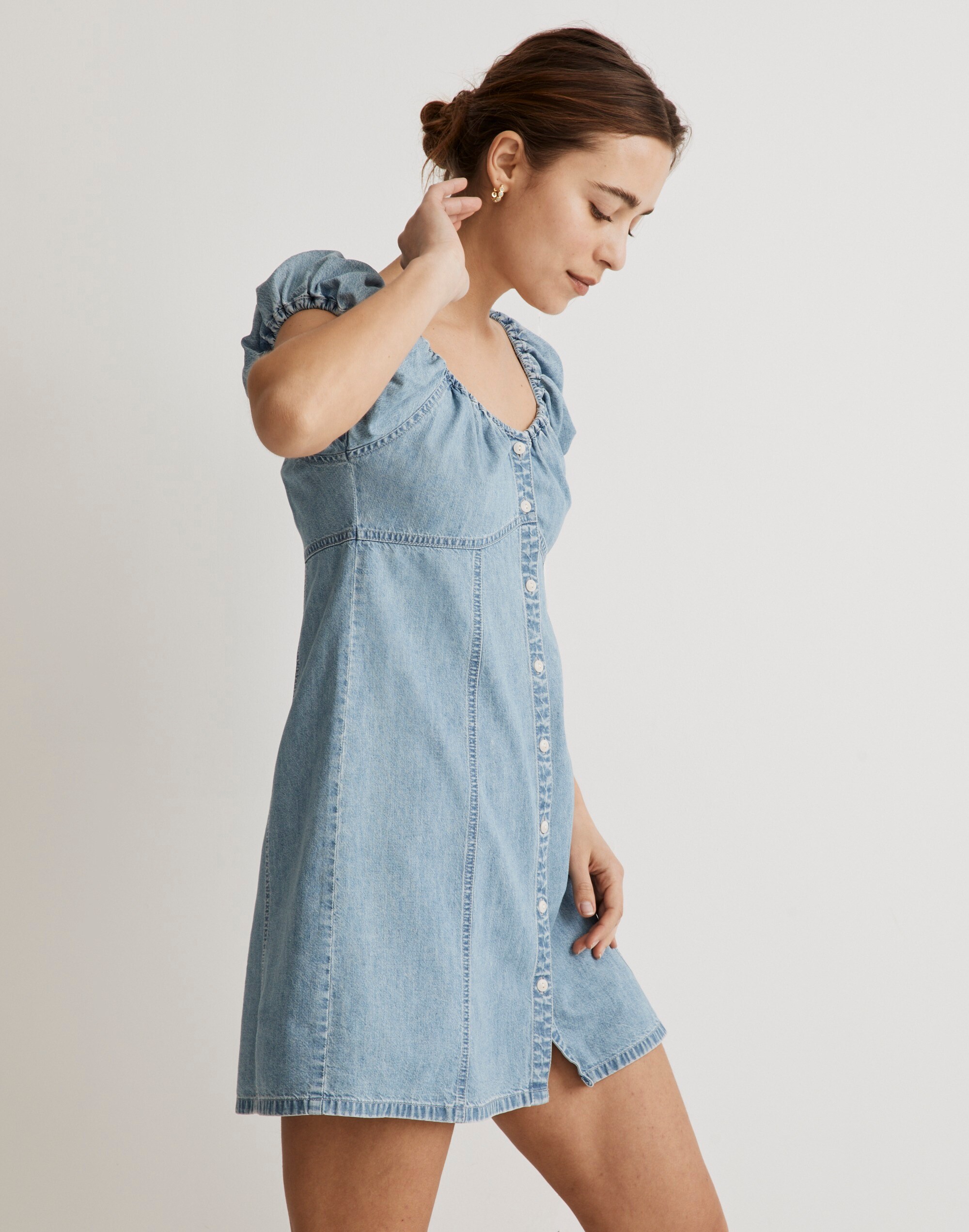 Denim Margie Mini Dress in Bevy Wash