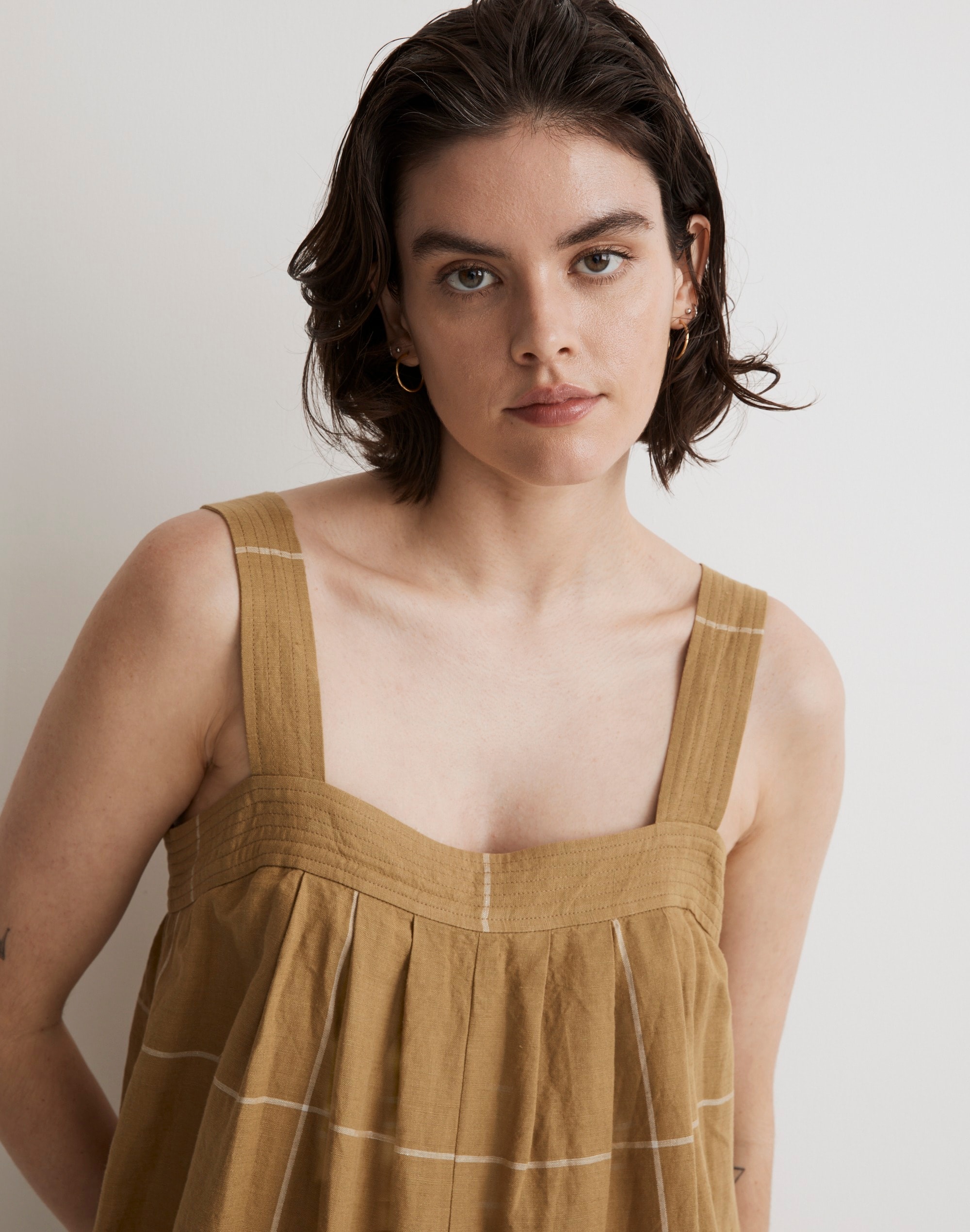 Superwide-Leg Jumpsuit in Windowpane