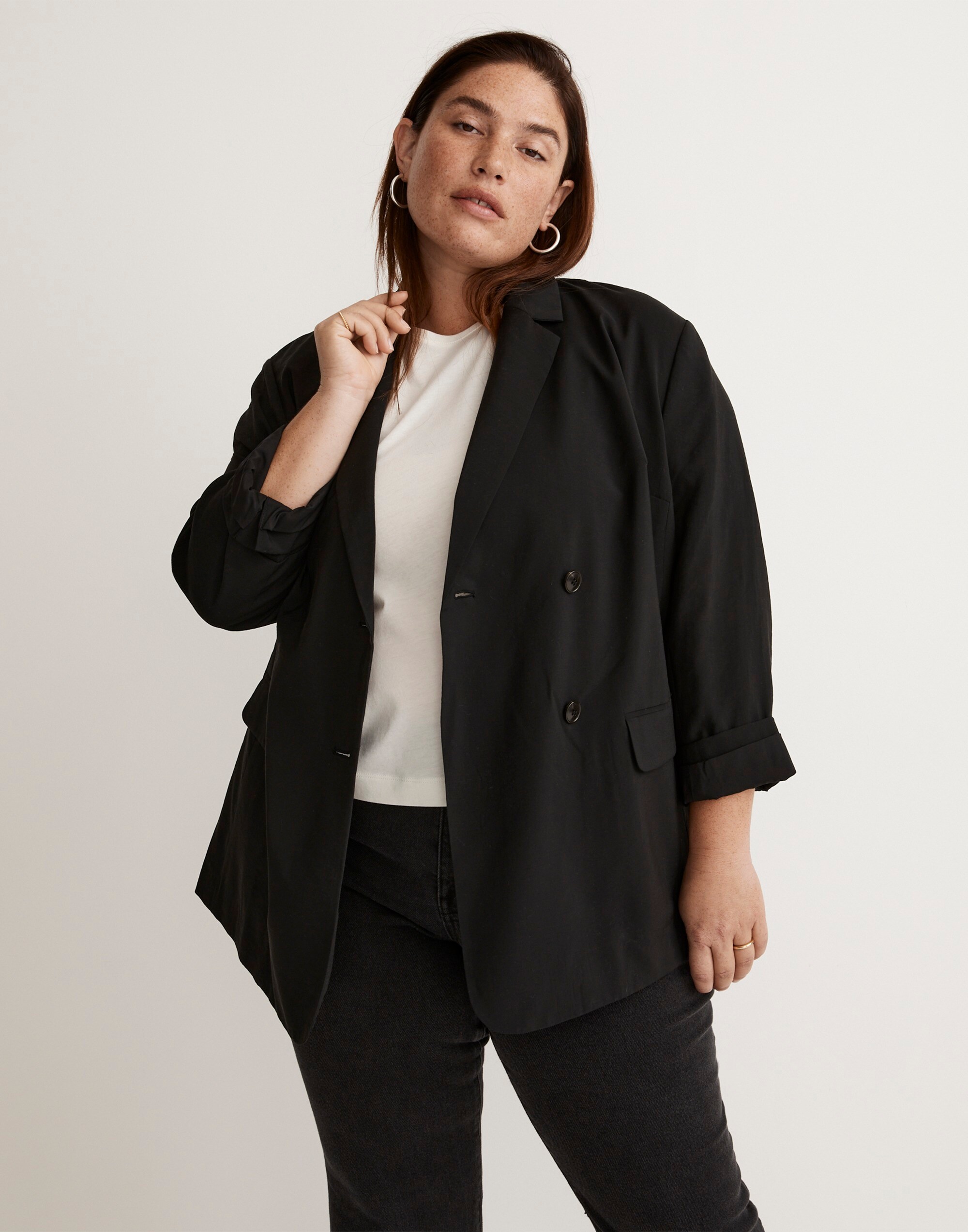 The Plus Relaxed Blazer in Softdrape