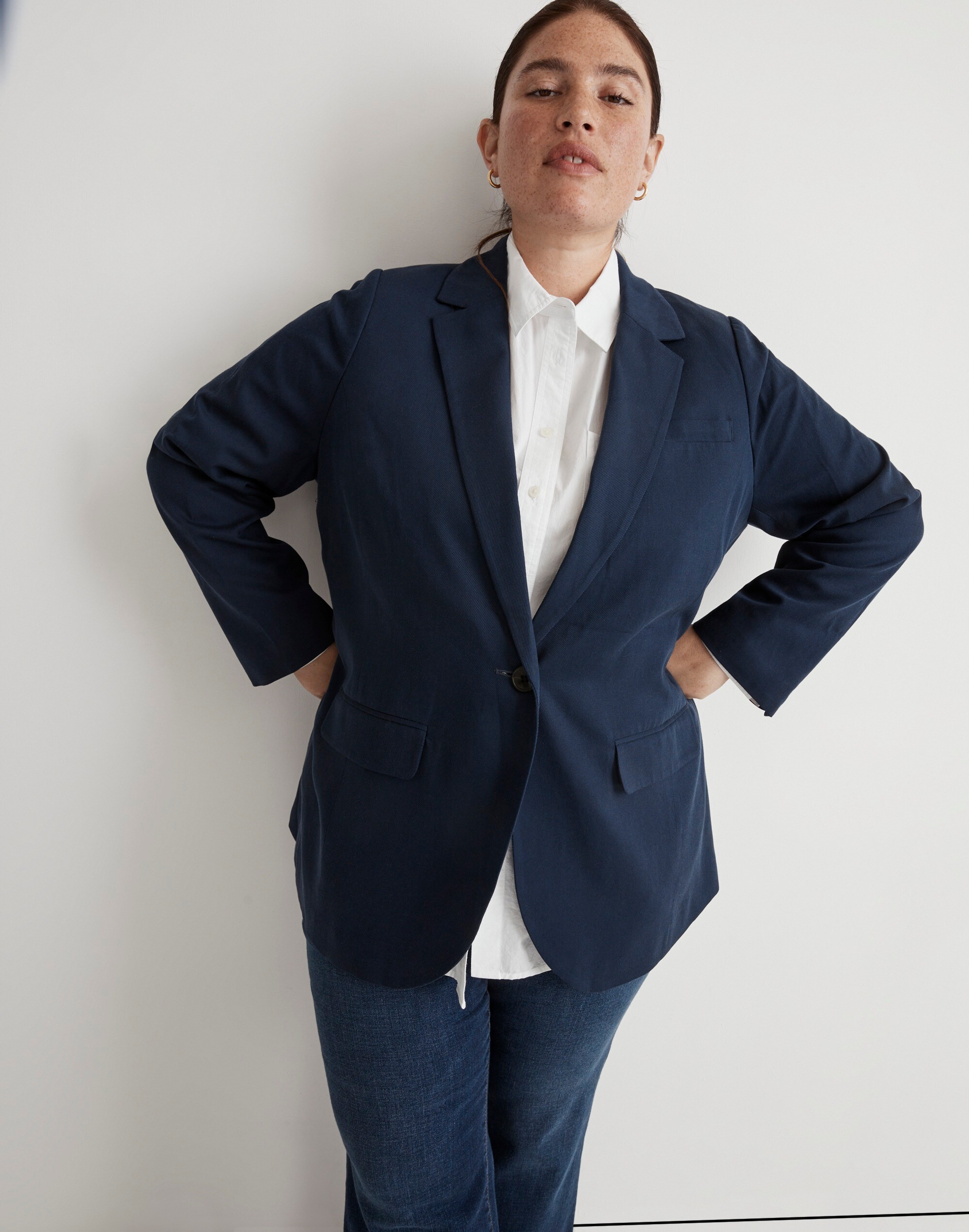 the plus larsen blazer in drapeweave