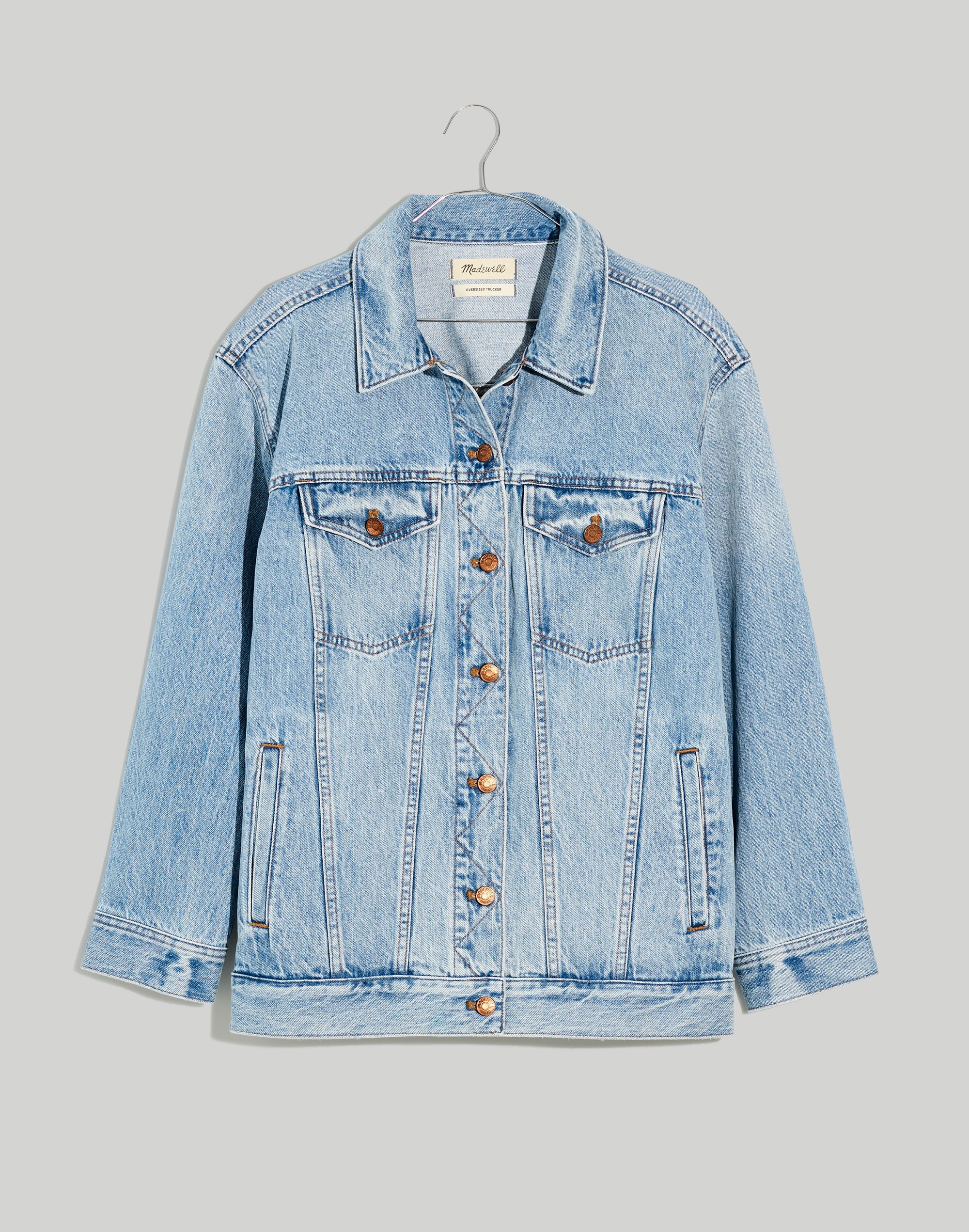 The Plus Oversized Trucker Jean Jacket in Kelson Wash