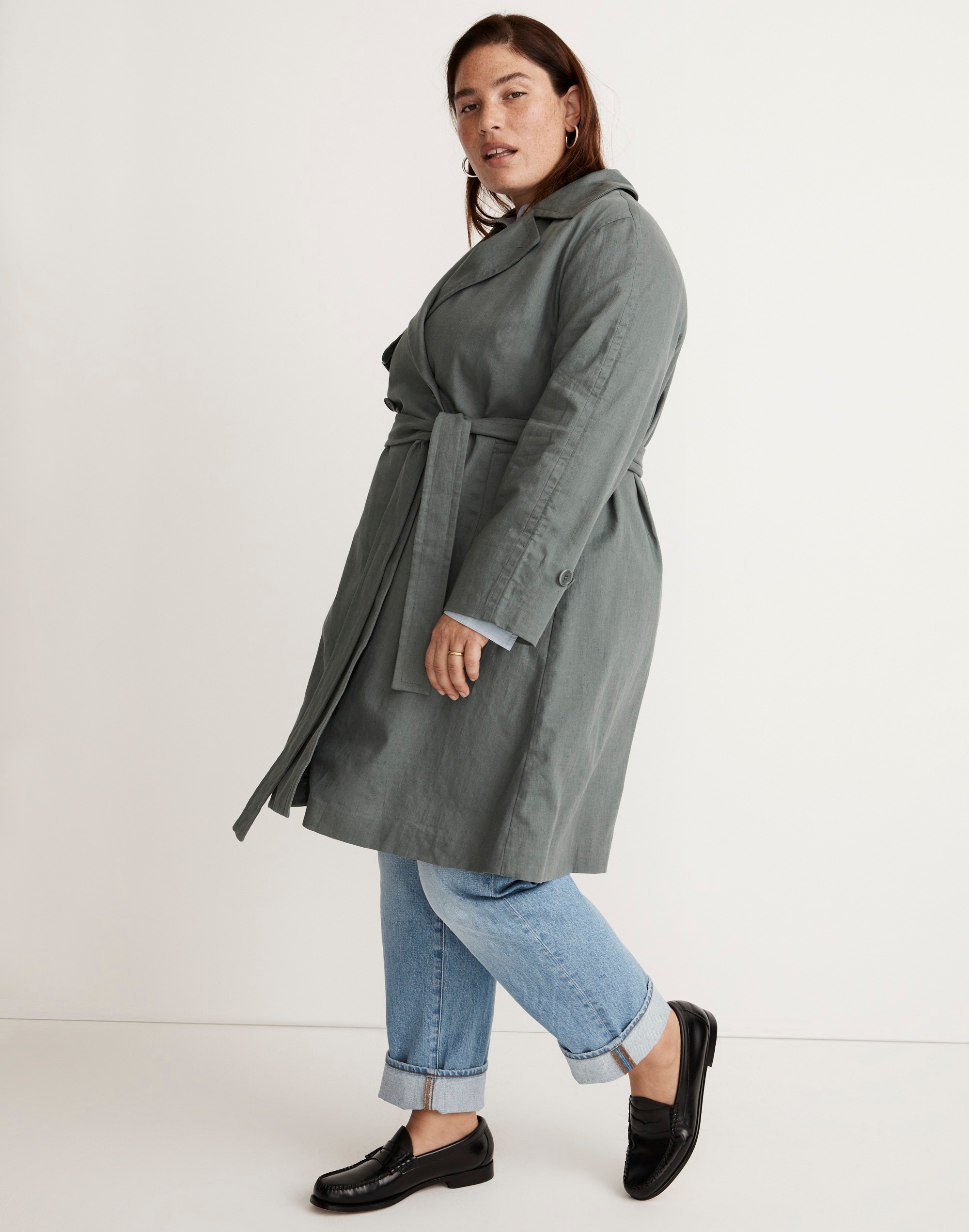 Plus Textural Trench Coat