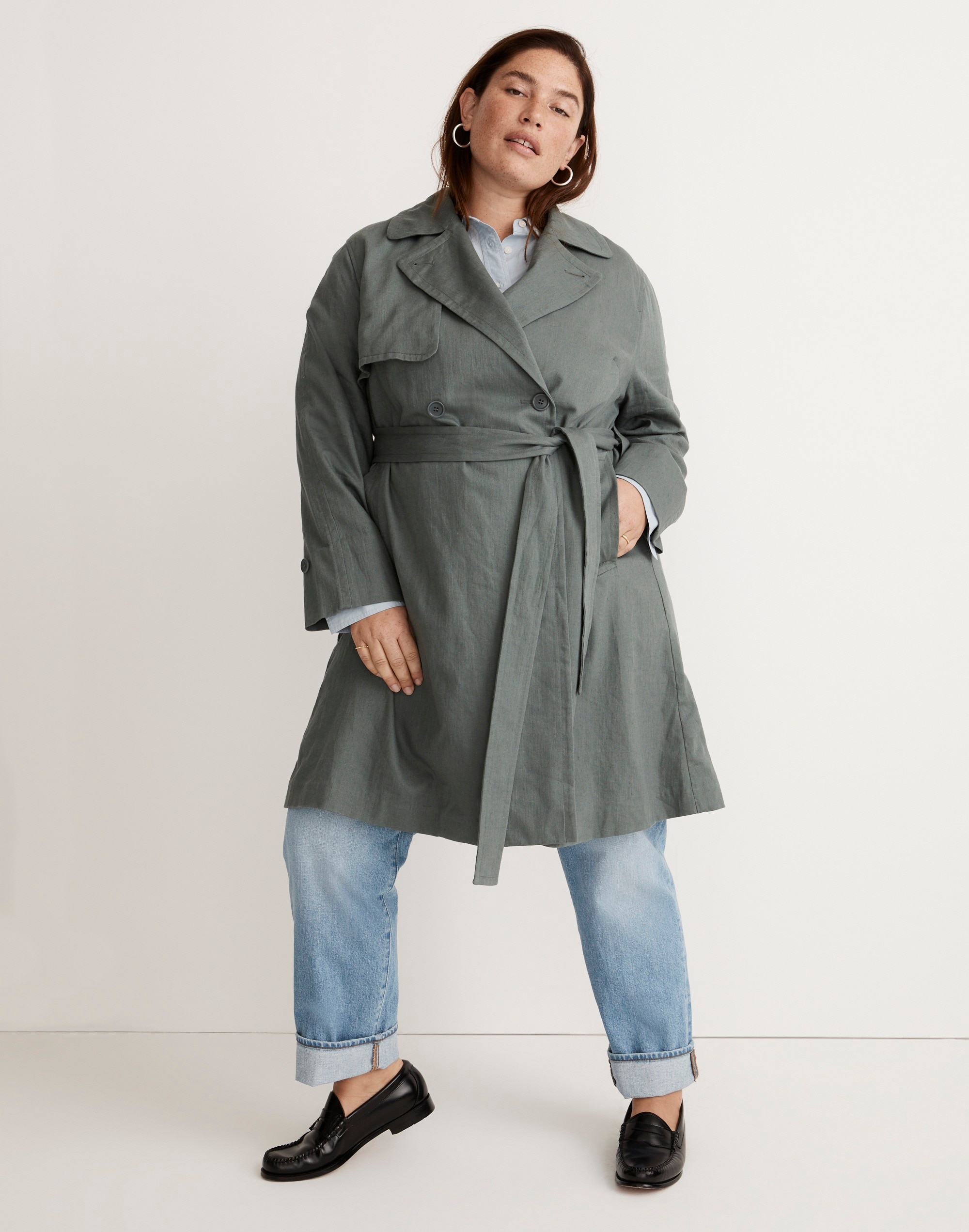 Plus Textural Trench Coat