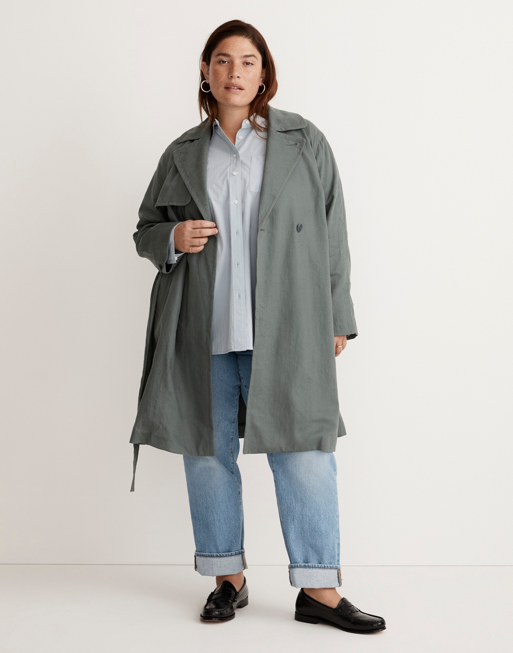 Plus Textural Trench Coat