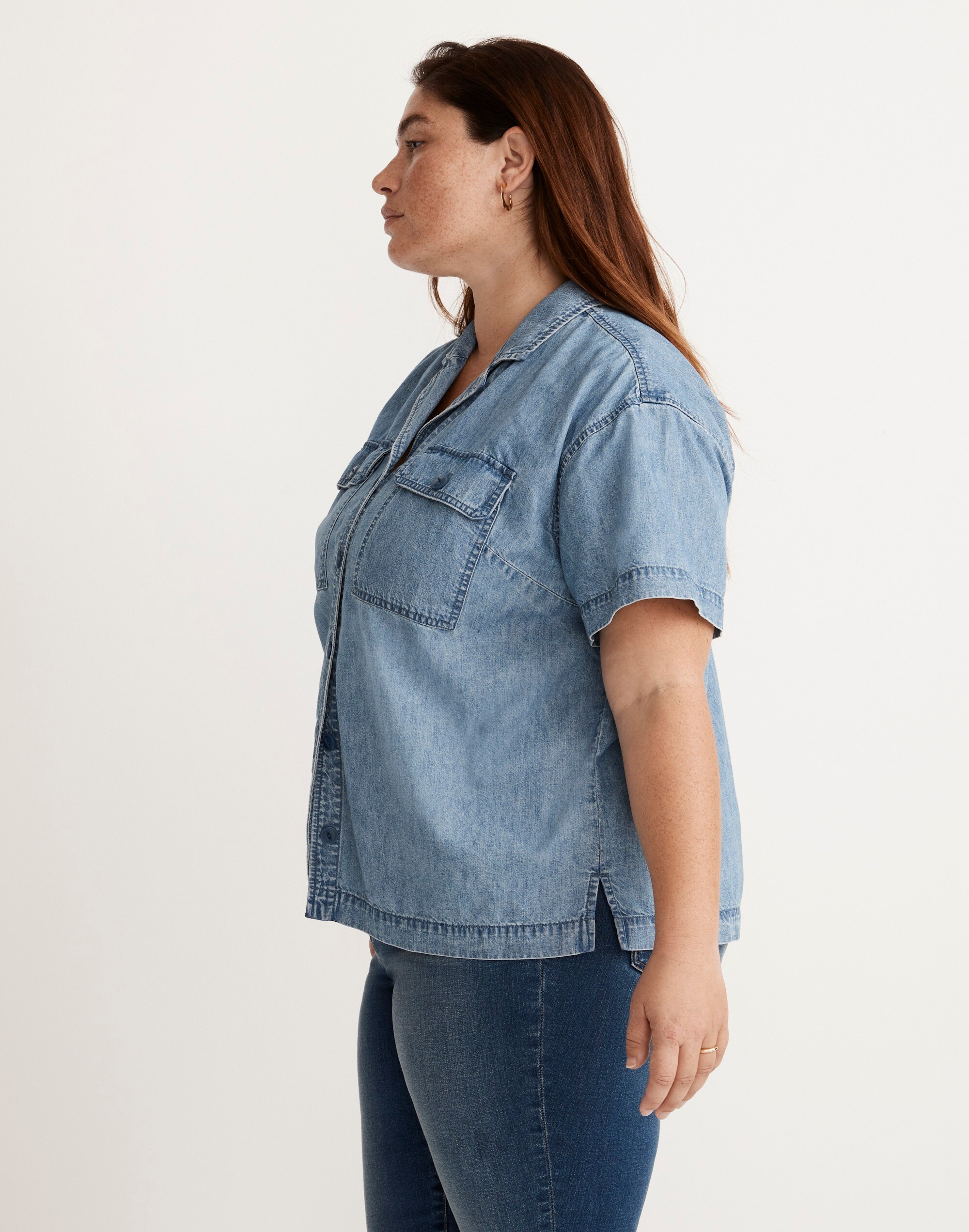 Plus Denim Camp Shirt in Holcrest Wash