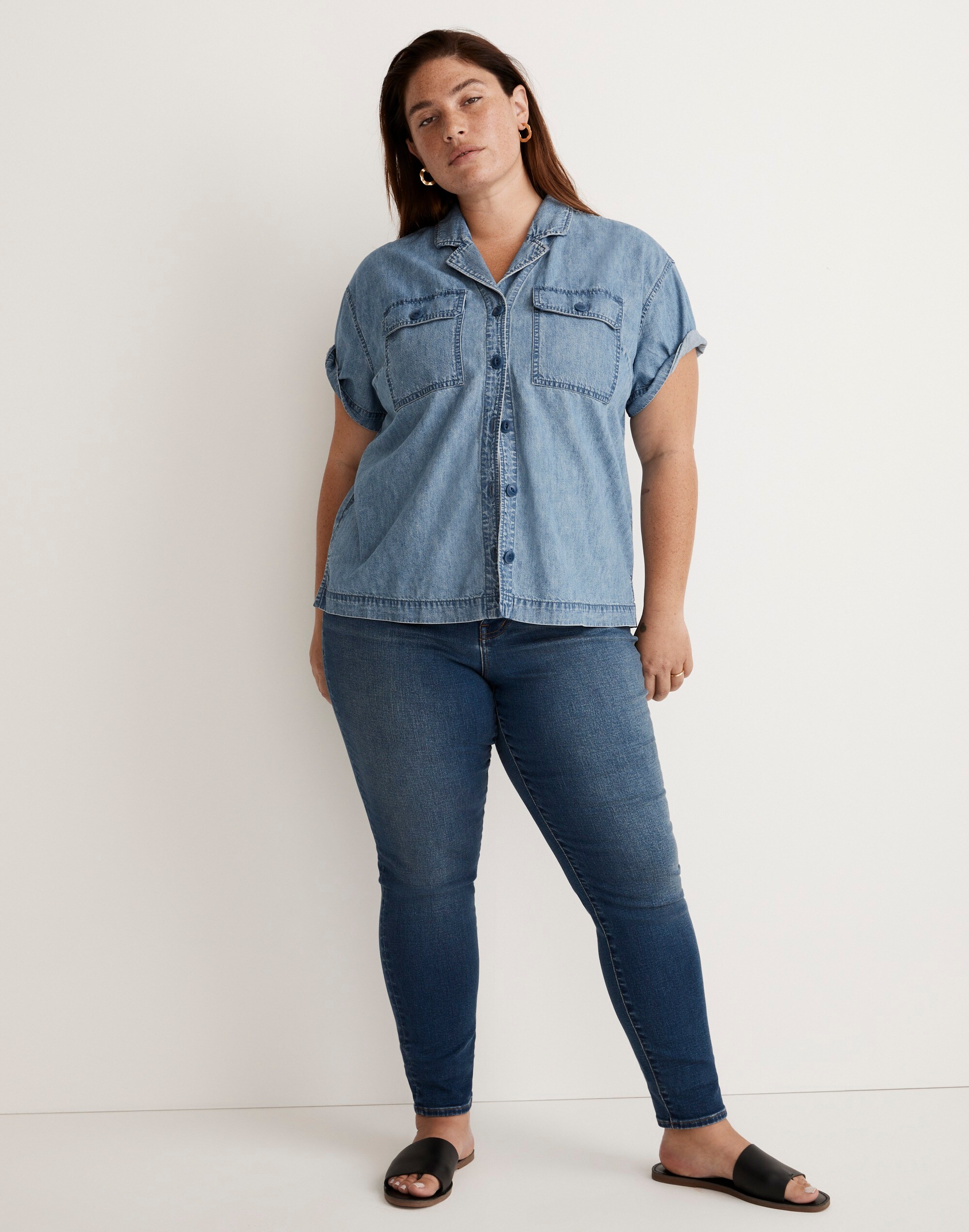 Plus Denim Camp Shirt in Holcrest Wash