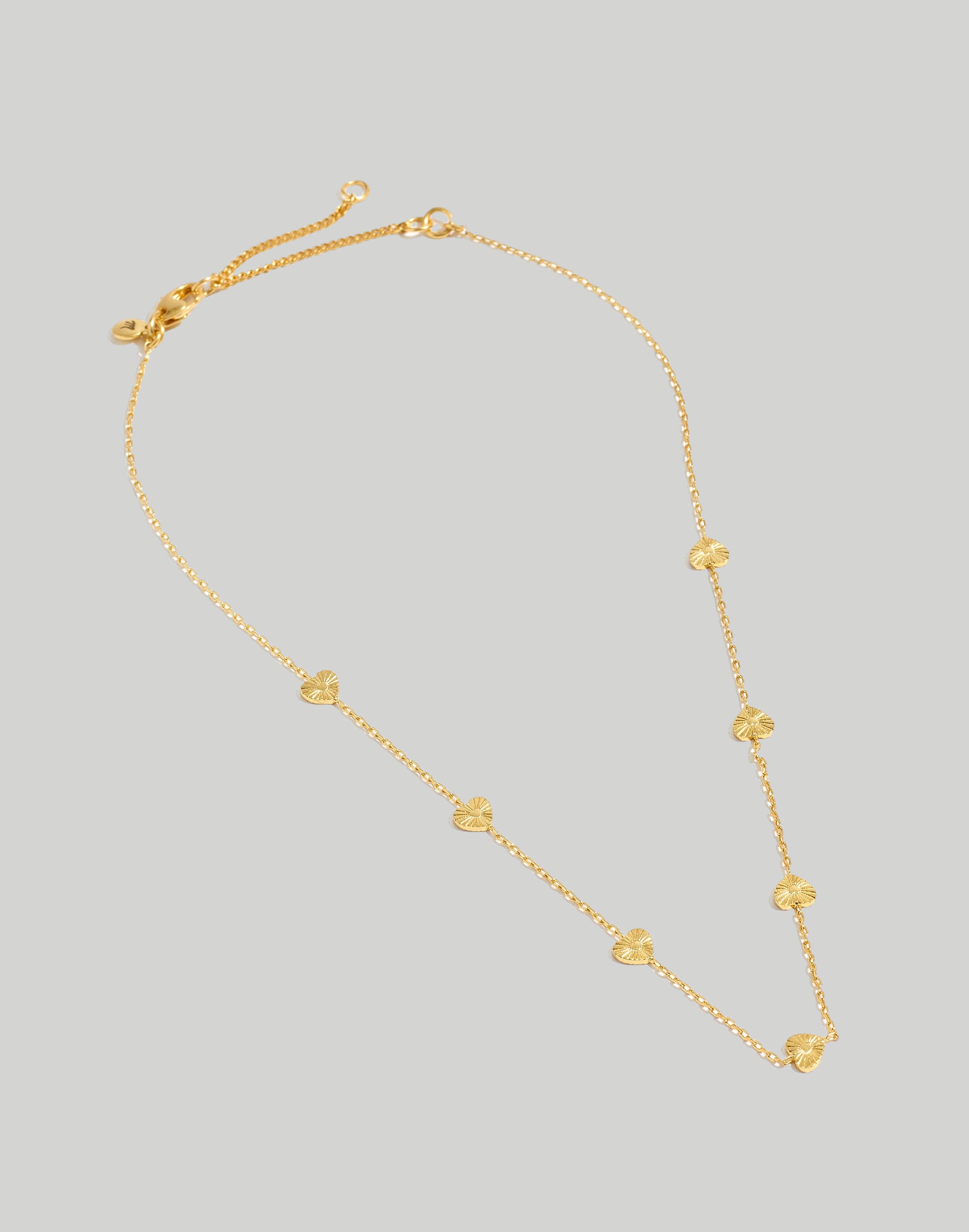 Etched Heart Station Necklace