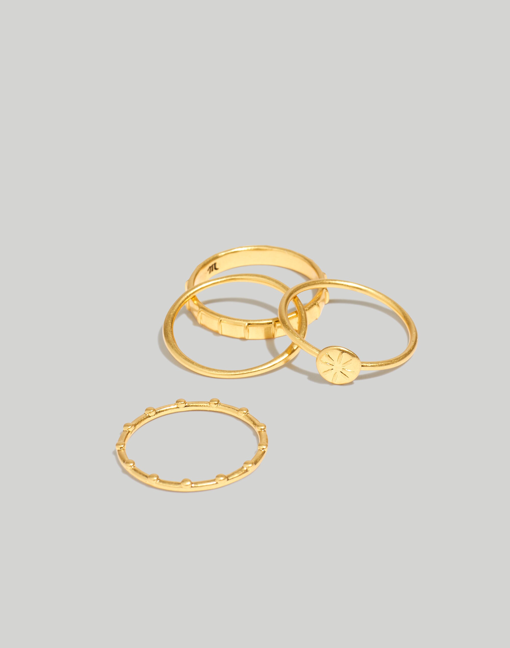 Etched Pinwheel Stacking Ring Set