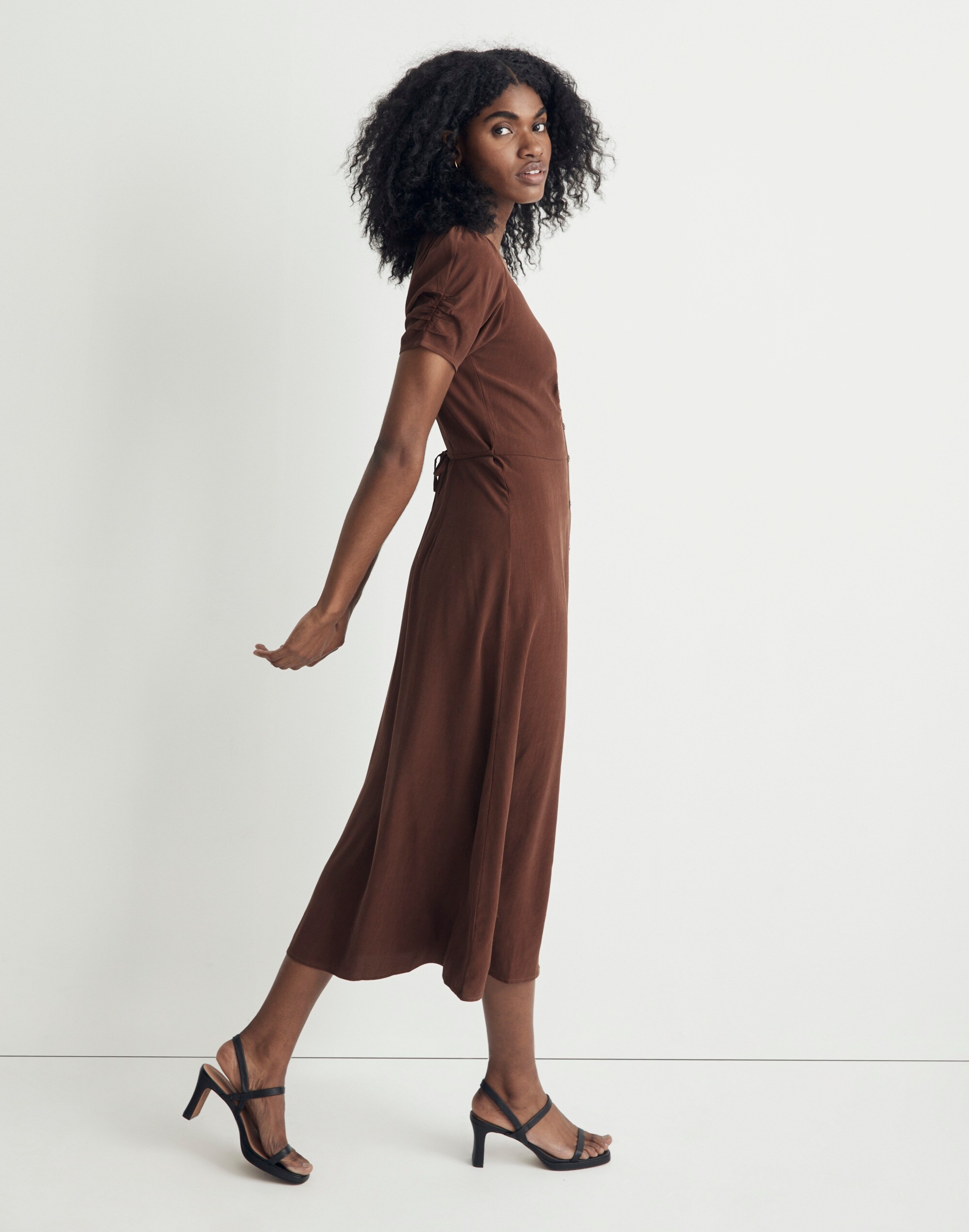 Leedra Button-Front Midi Dress