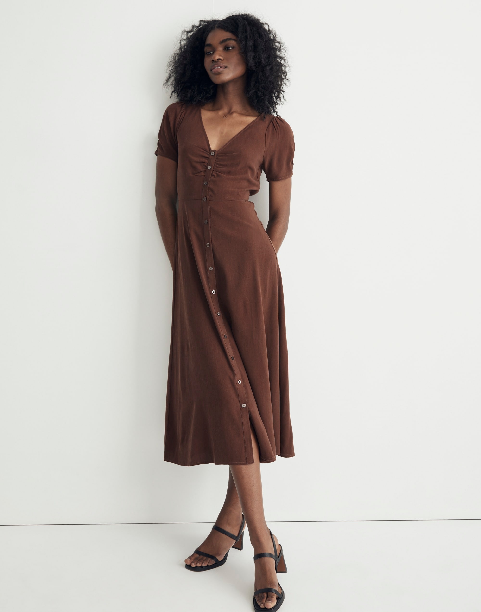 Leedra Button-Front Midi Dress