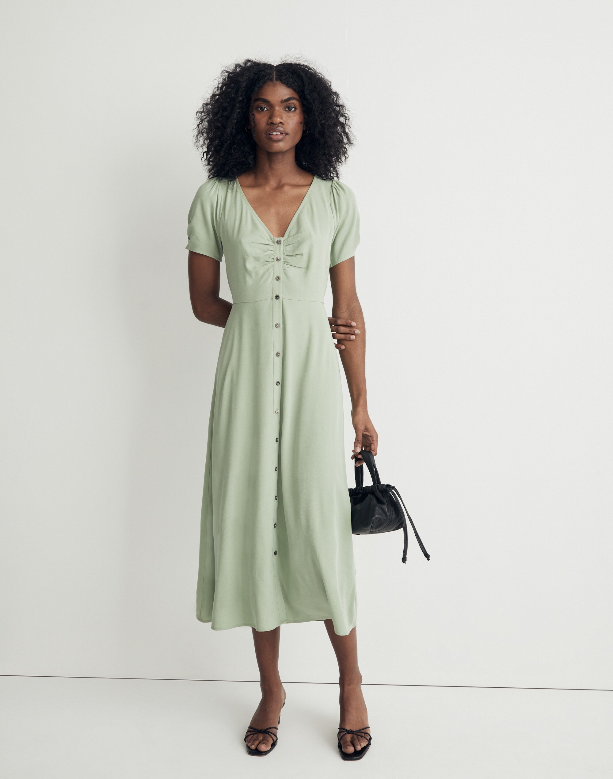 Leedra Button-Front Midi Dress