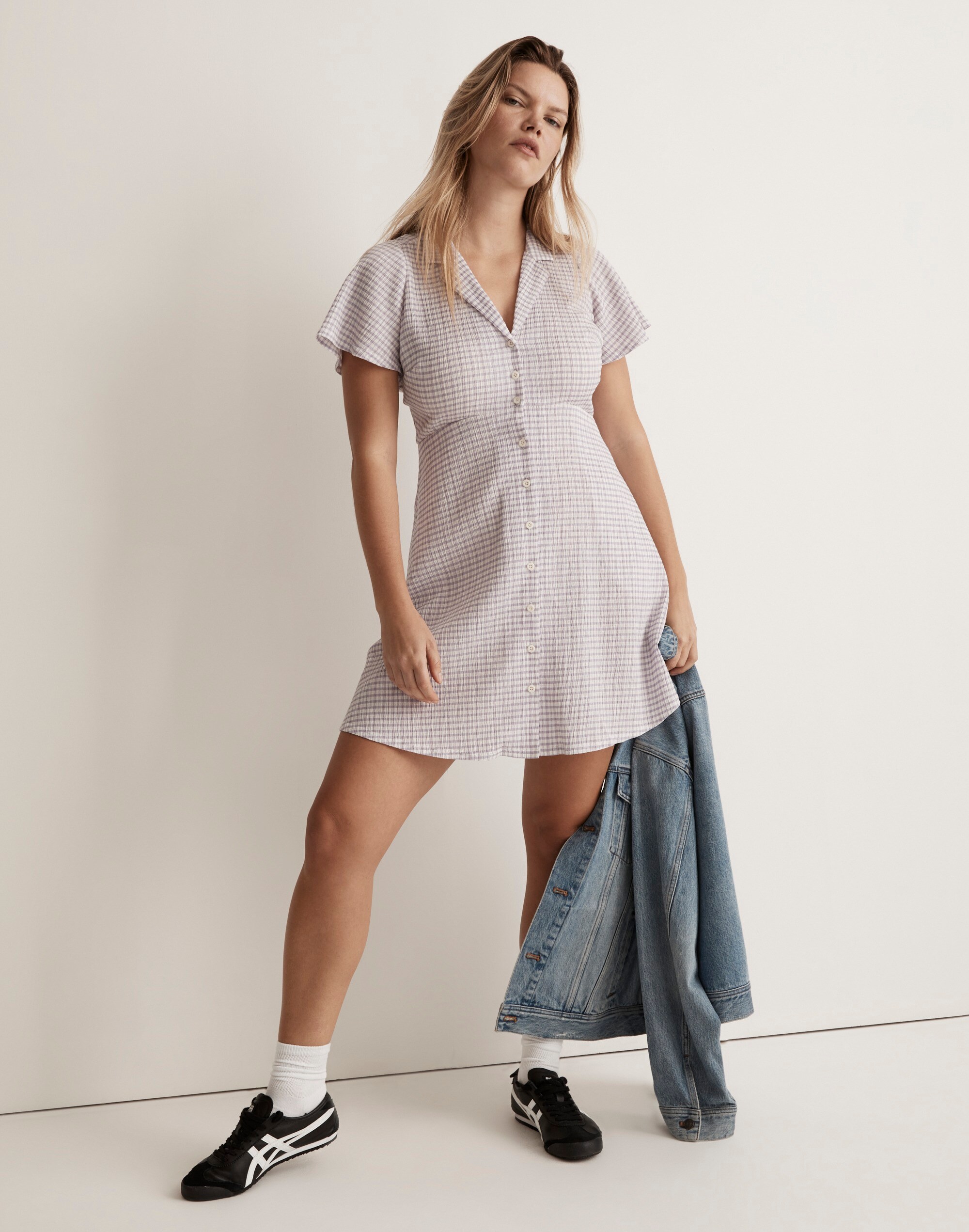 Kacie Mini Shirtdress in Plaid