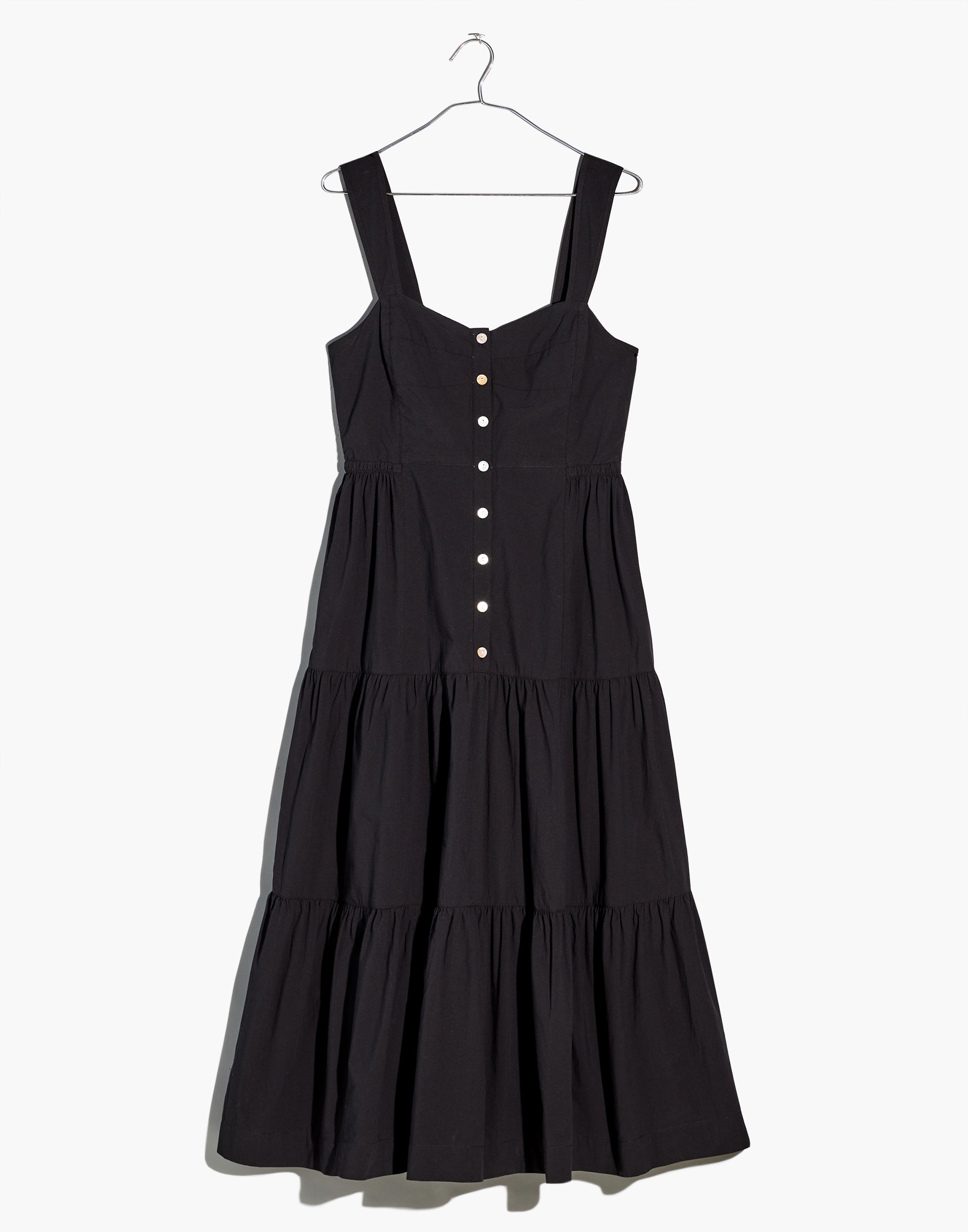 Button-Front Tiered Midi Dress