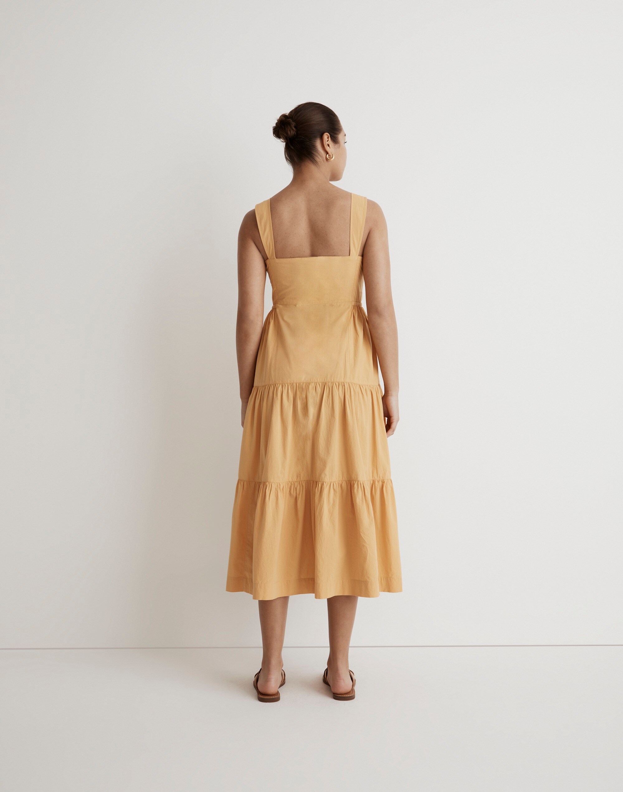 Petite Button-Front Tiered Midi Dress