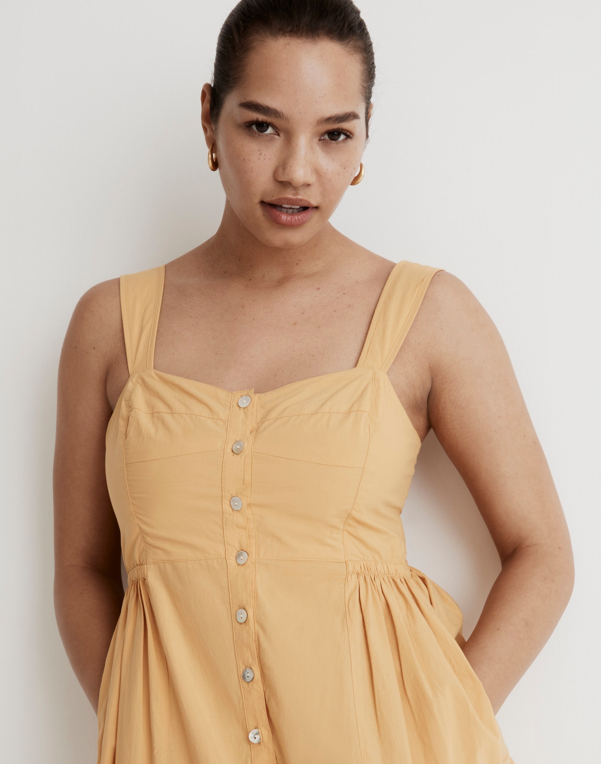 Petite Button-Front Tiered Midi Dress