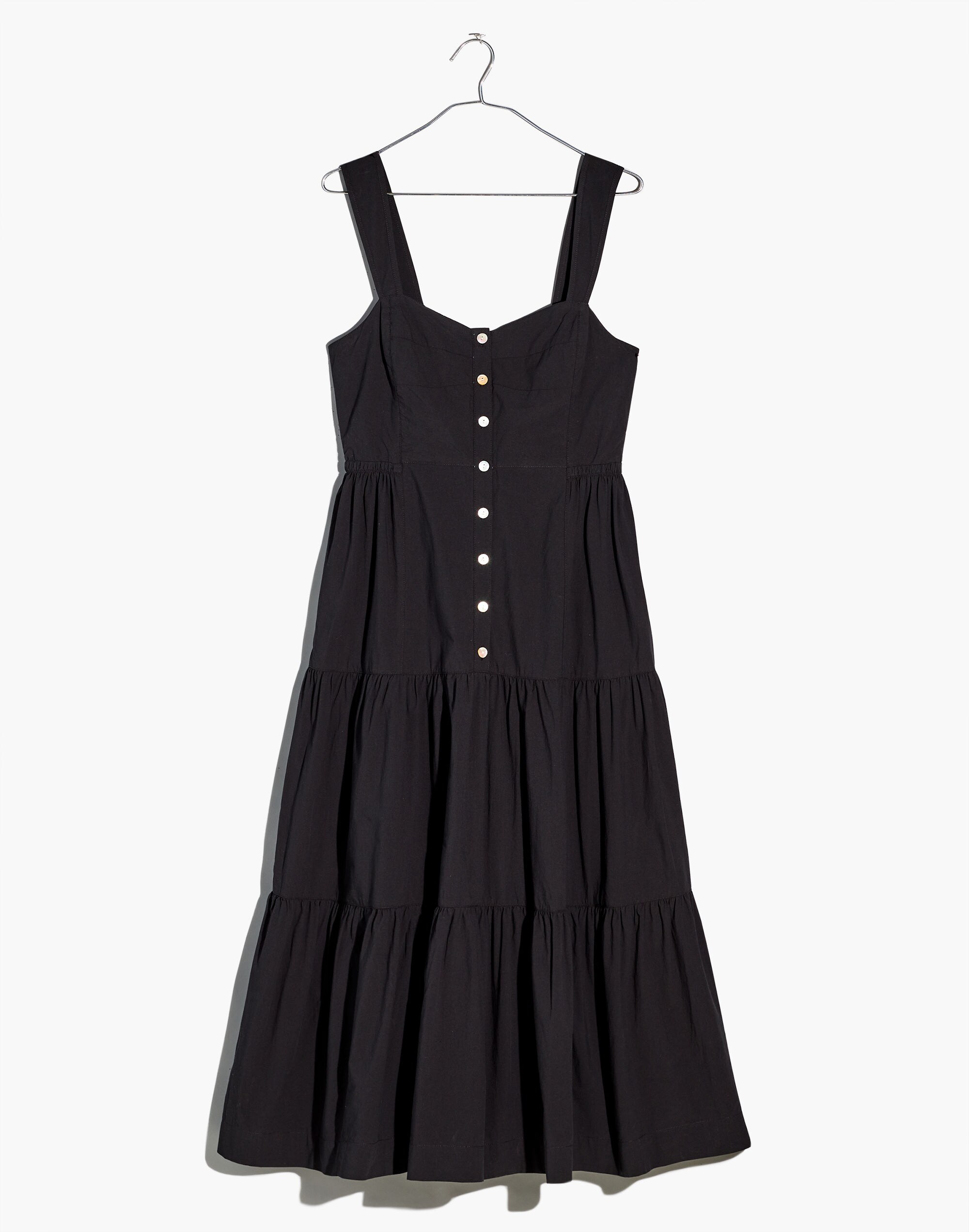 Plus Button-Front Tiered Midi Dress