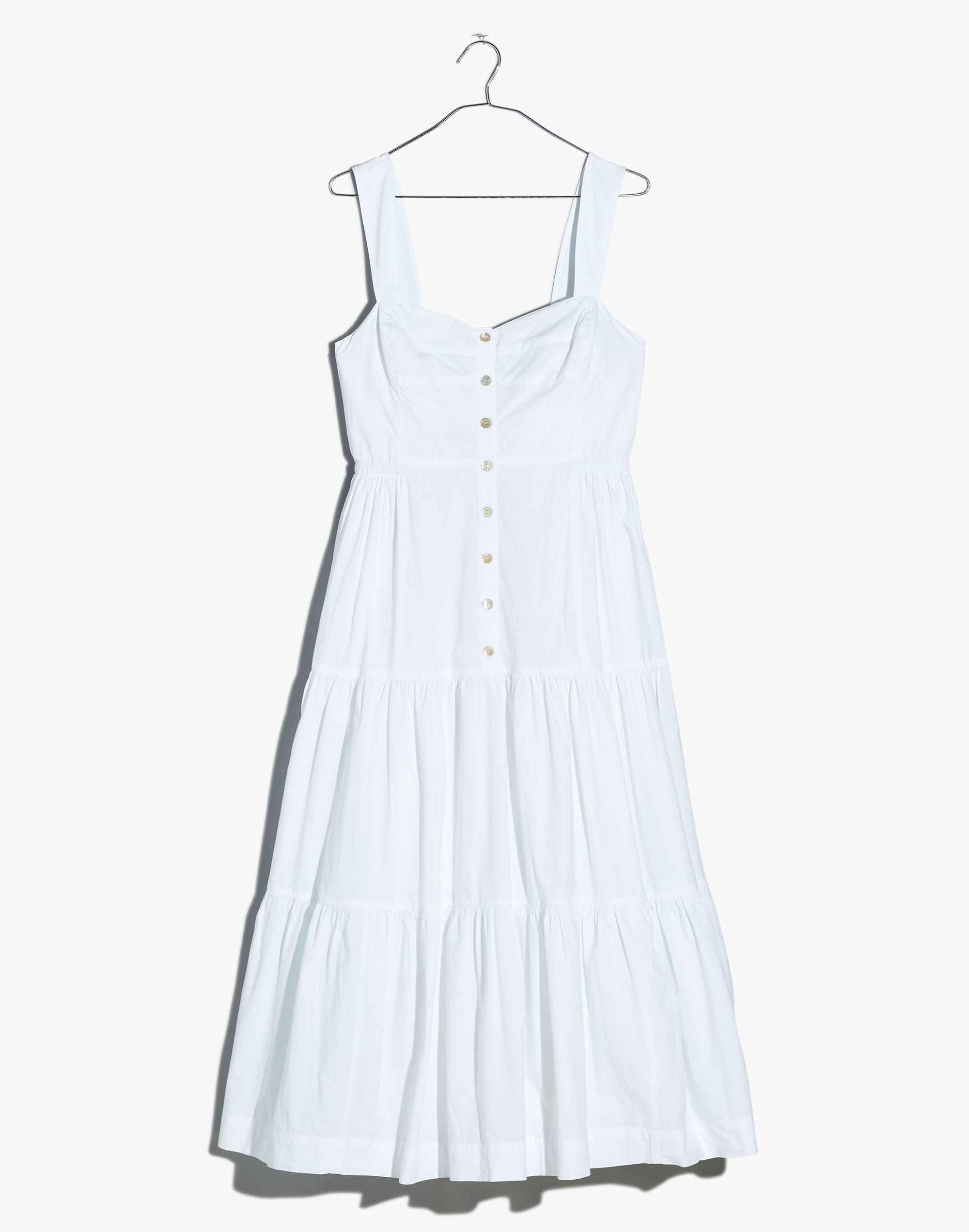 Plus Button-Front Tiered Midi Dress