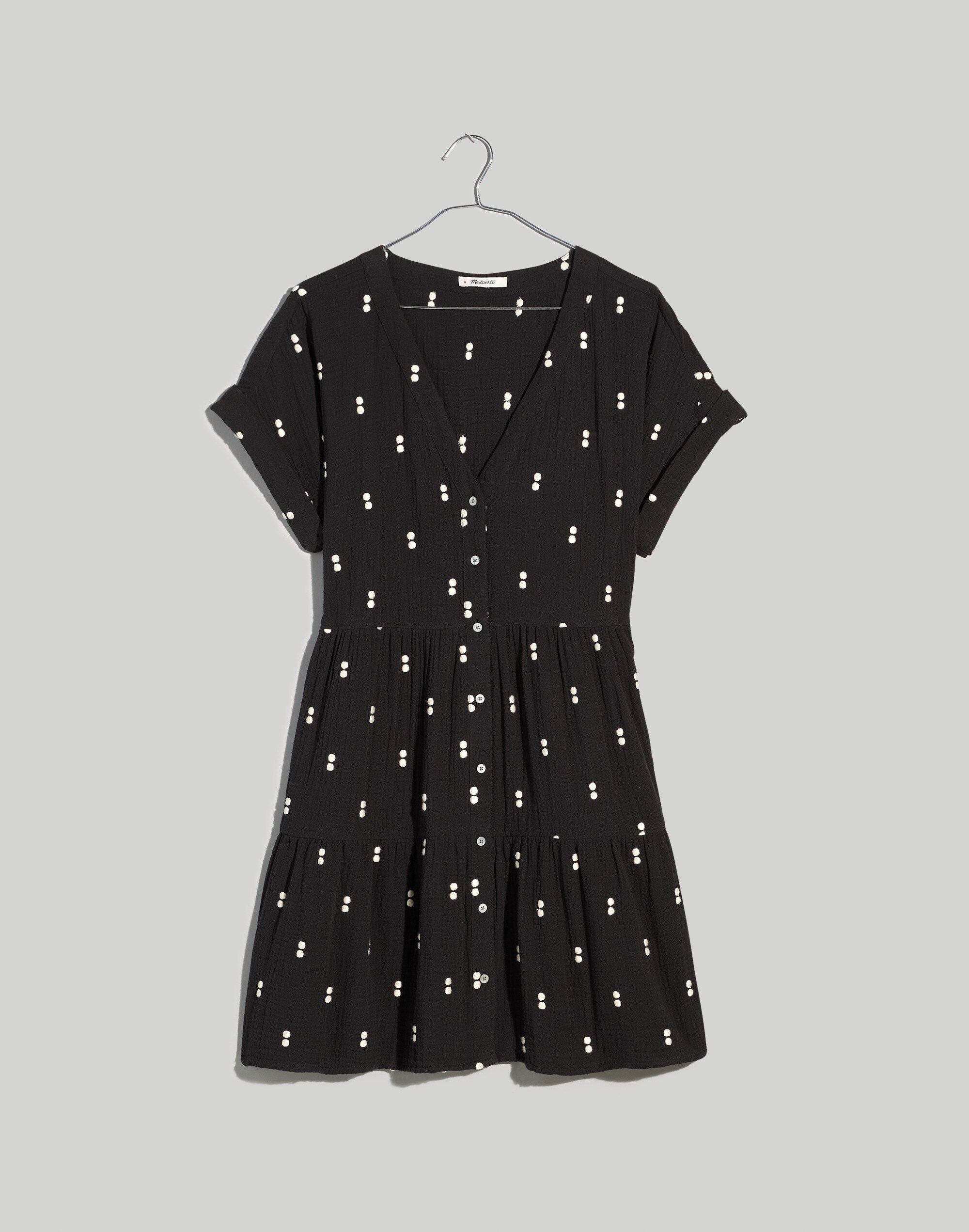 Plus Embroidered Lightspun Tiered Mini Dress