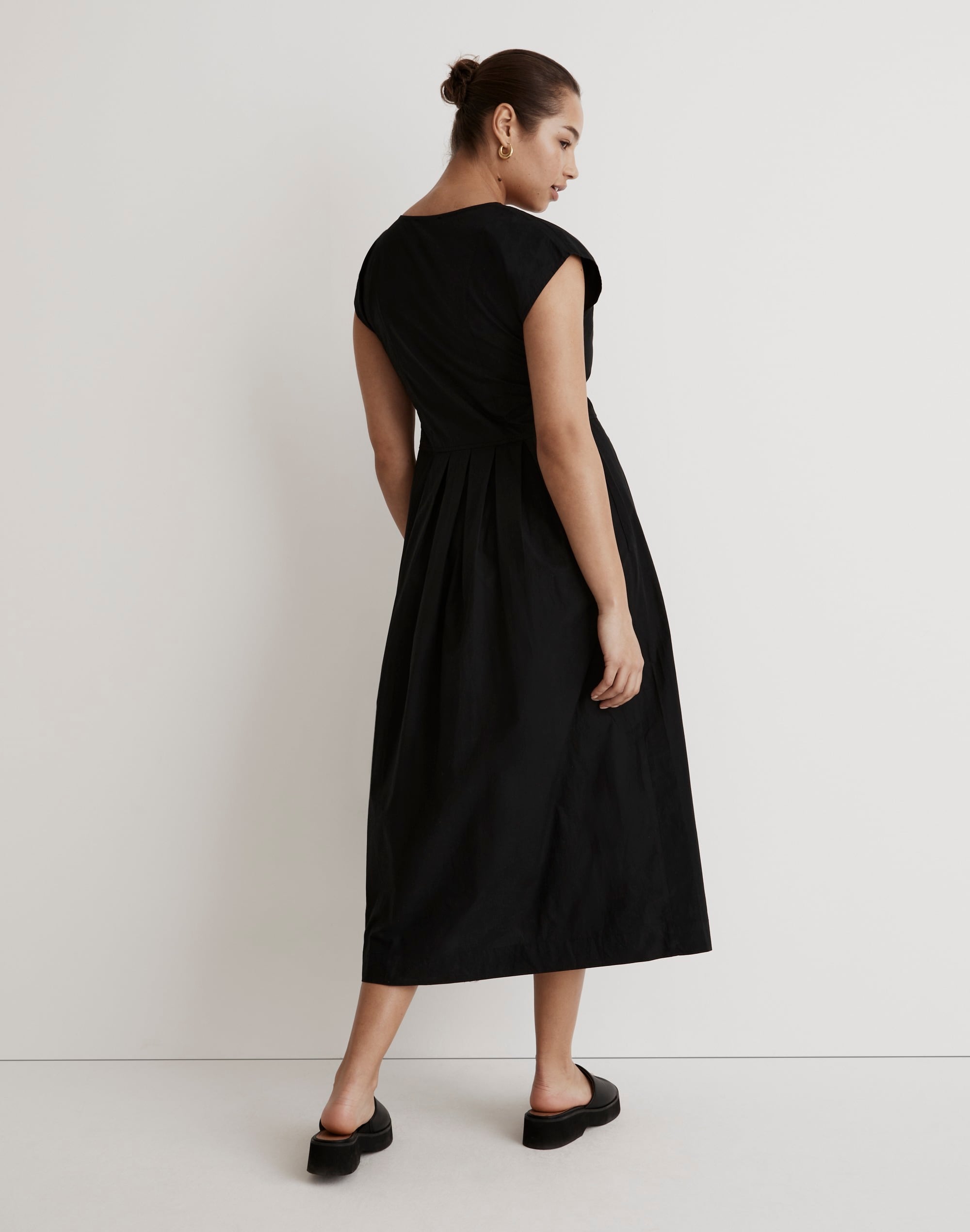 Poplin Button-Front Midi Dress