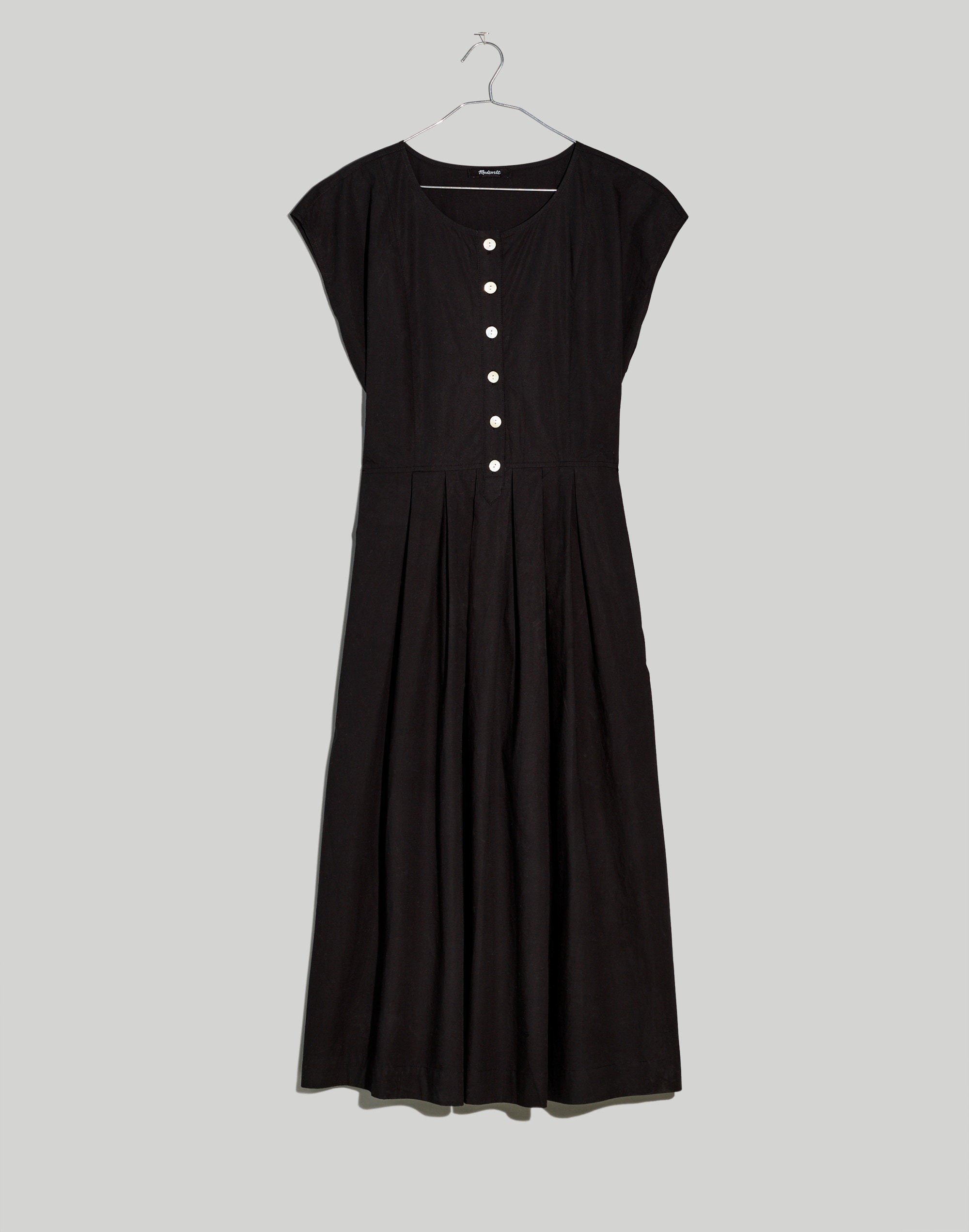 Poplin Button-Front Midi Dress