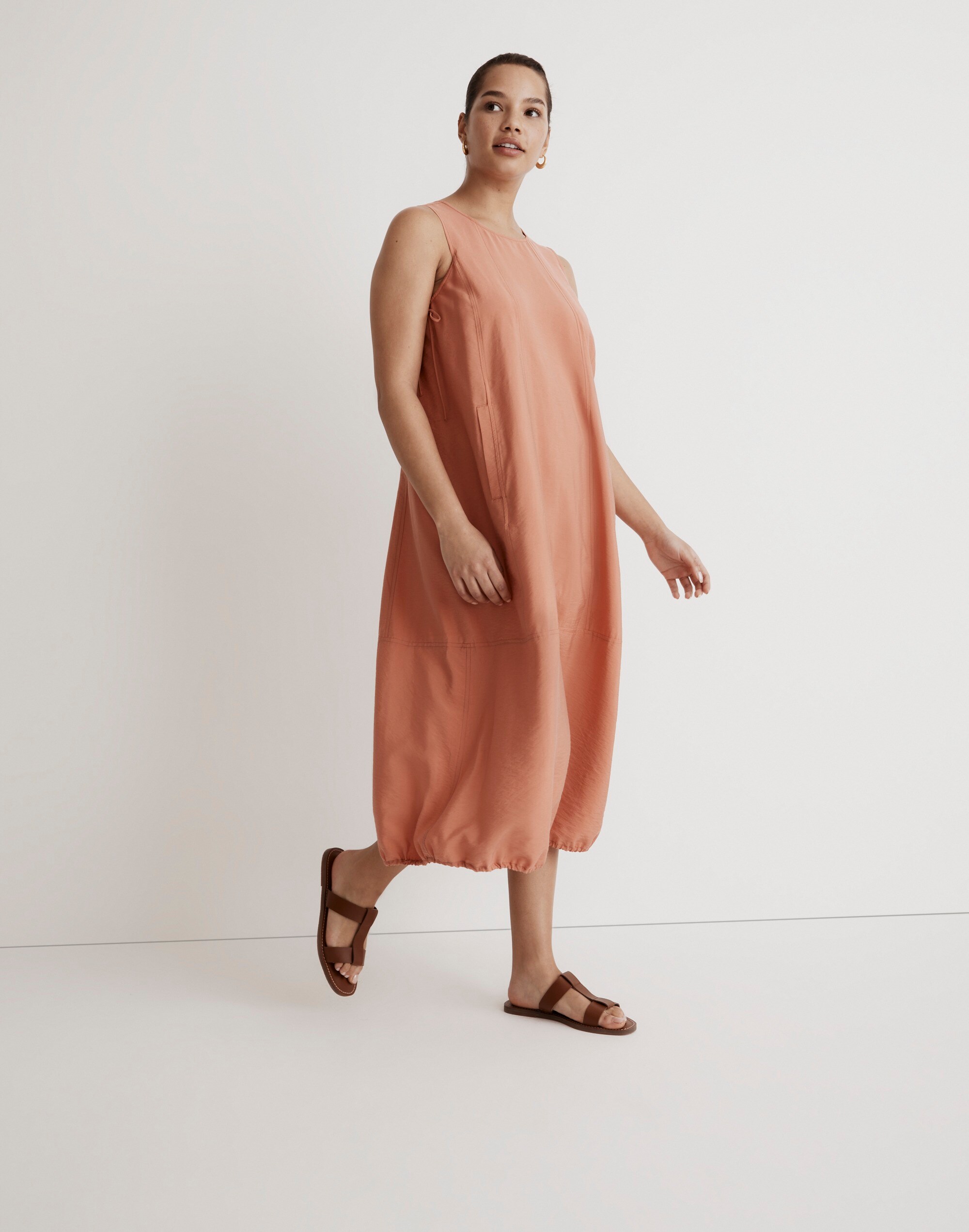 Bubble-Hem Midi Dress