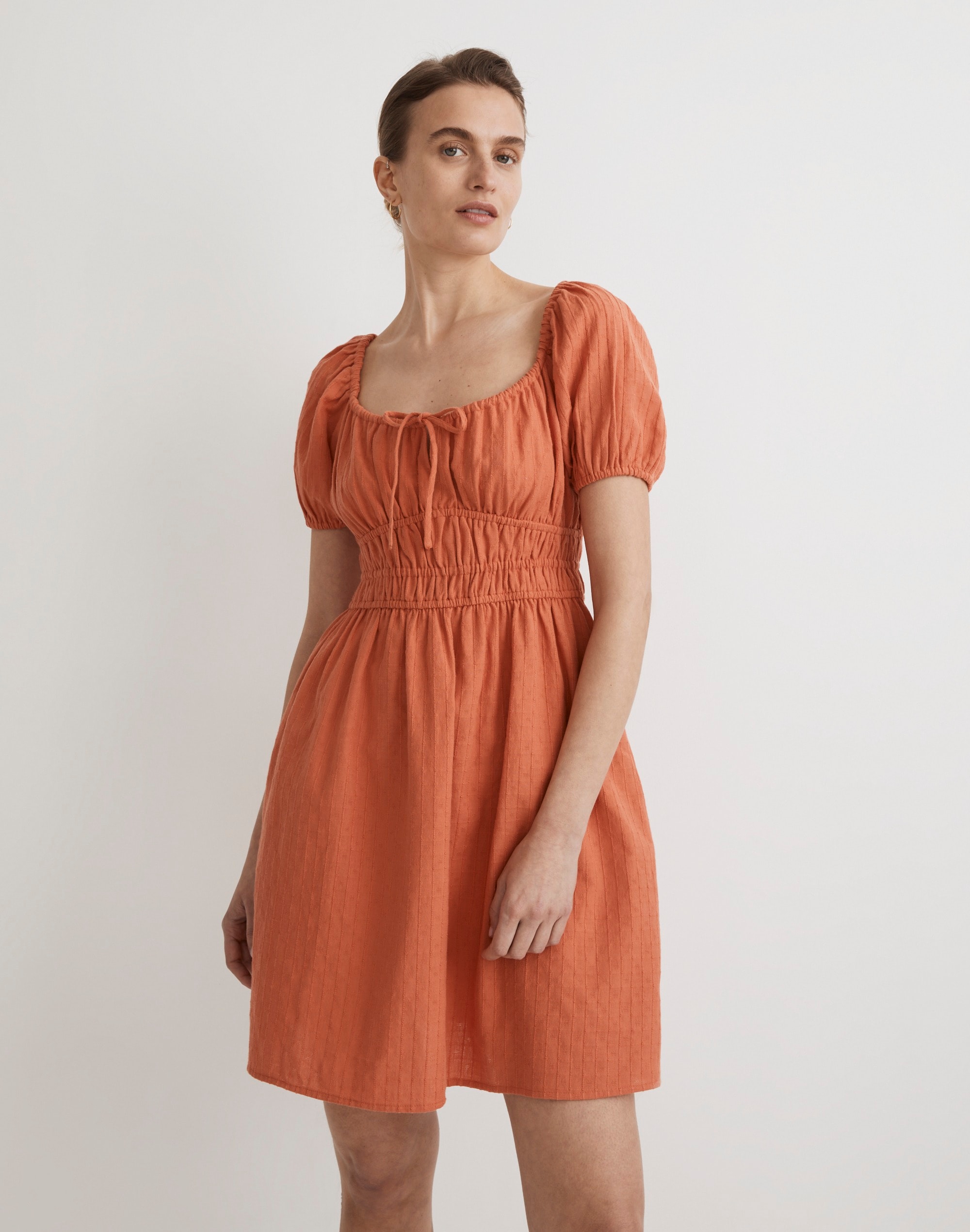 dobby sophia tie-front mini dress