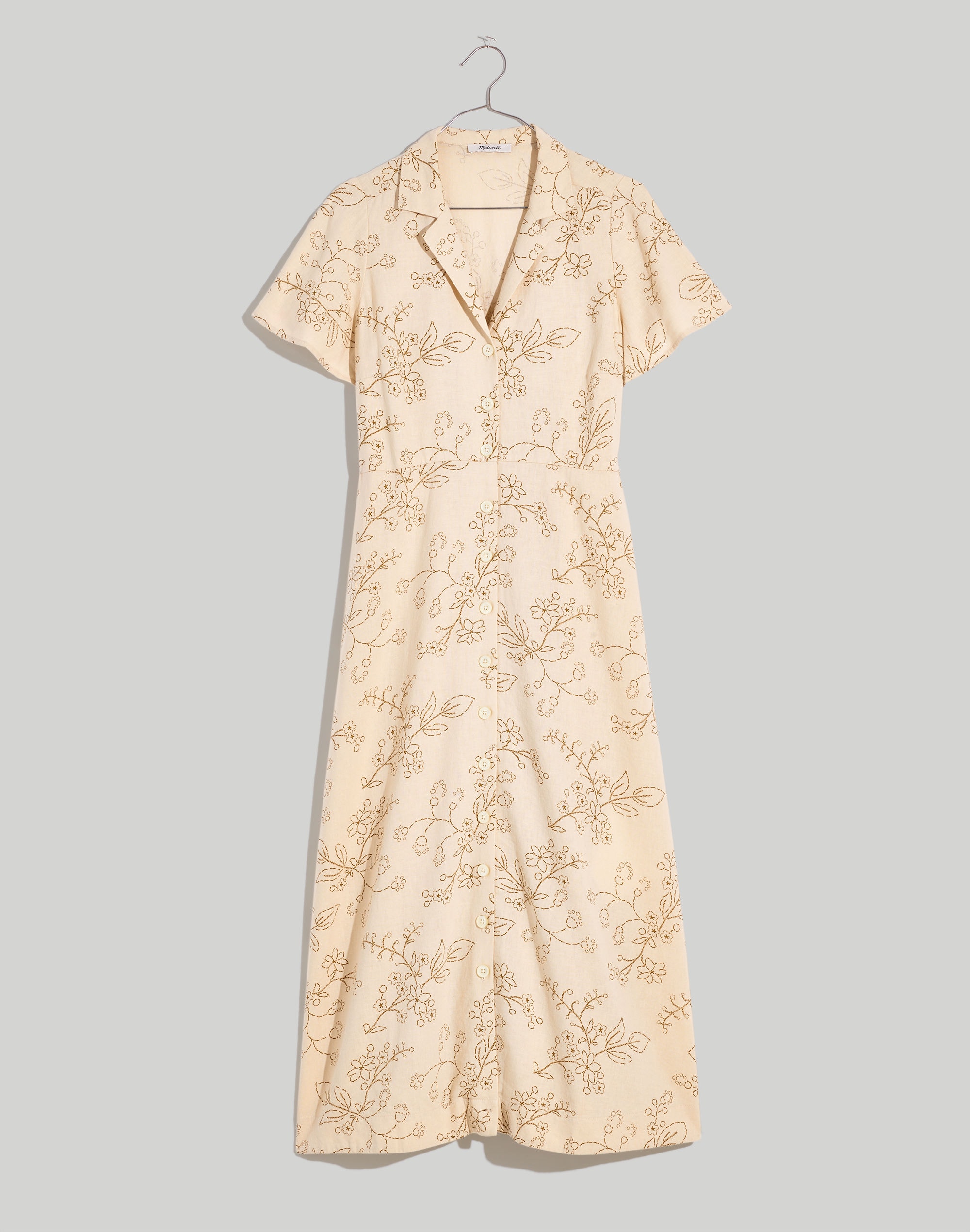 Kacie Midi Shirtdress in Stitched Vines