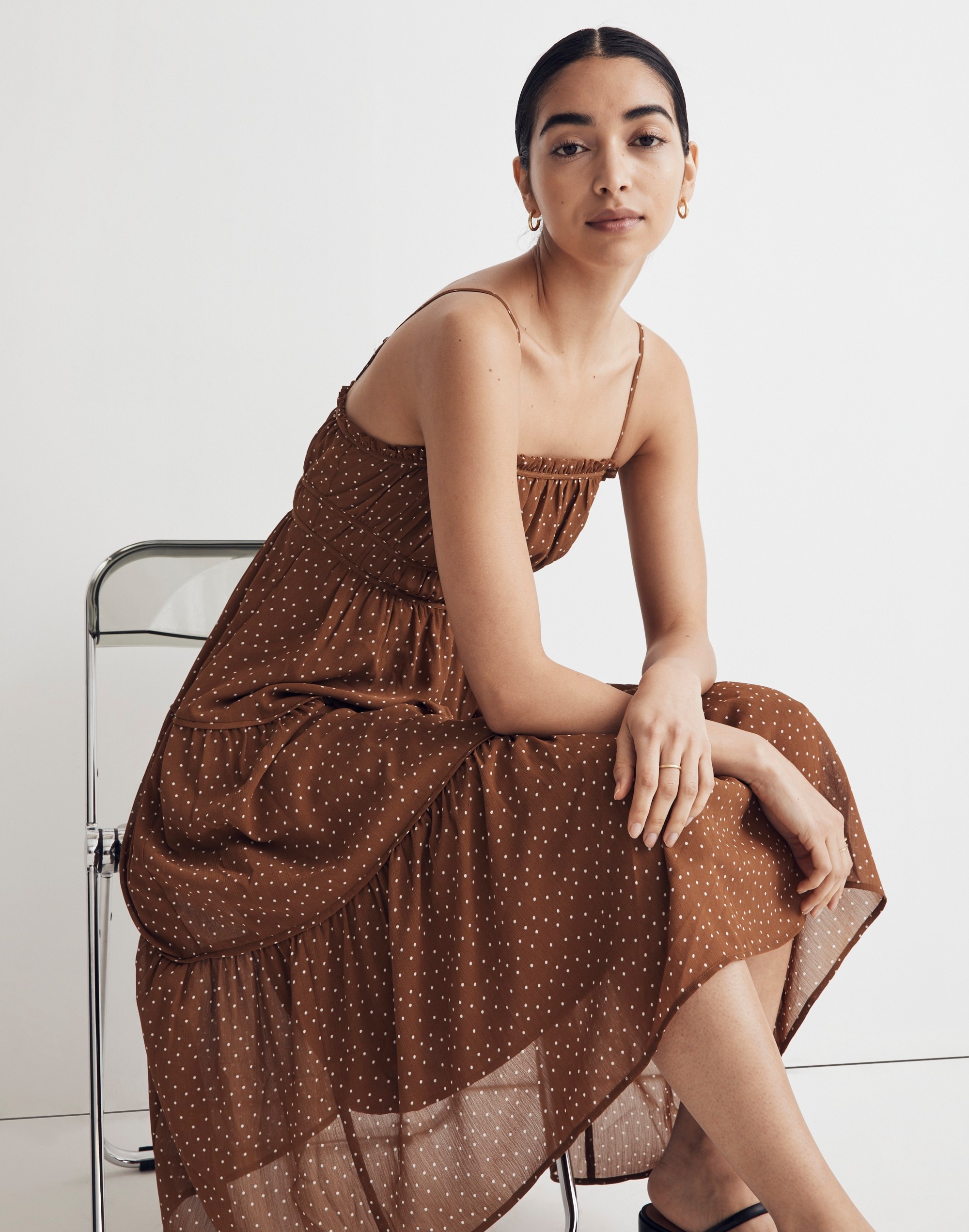 Sophia Cami Tiered Midi Dress in Dot