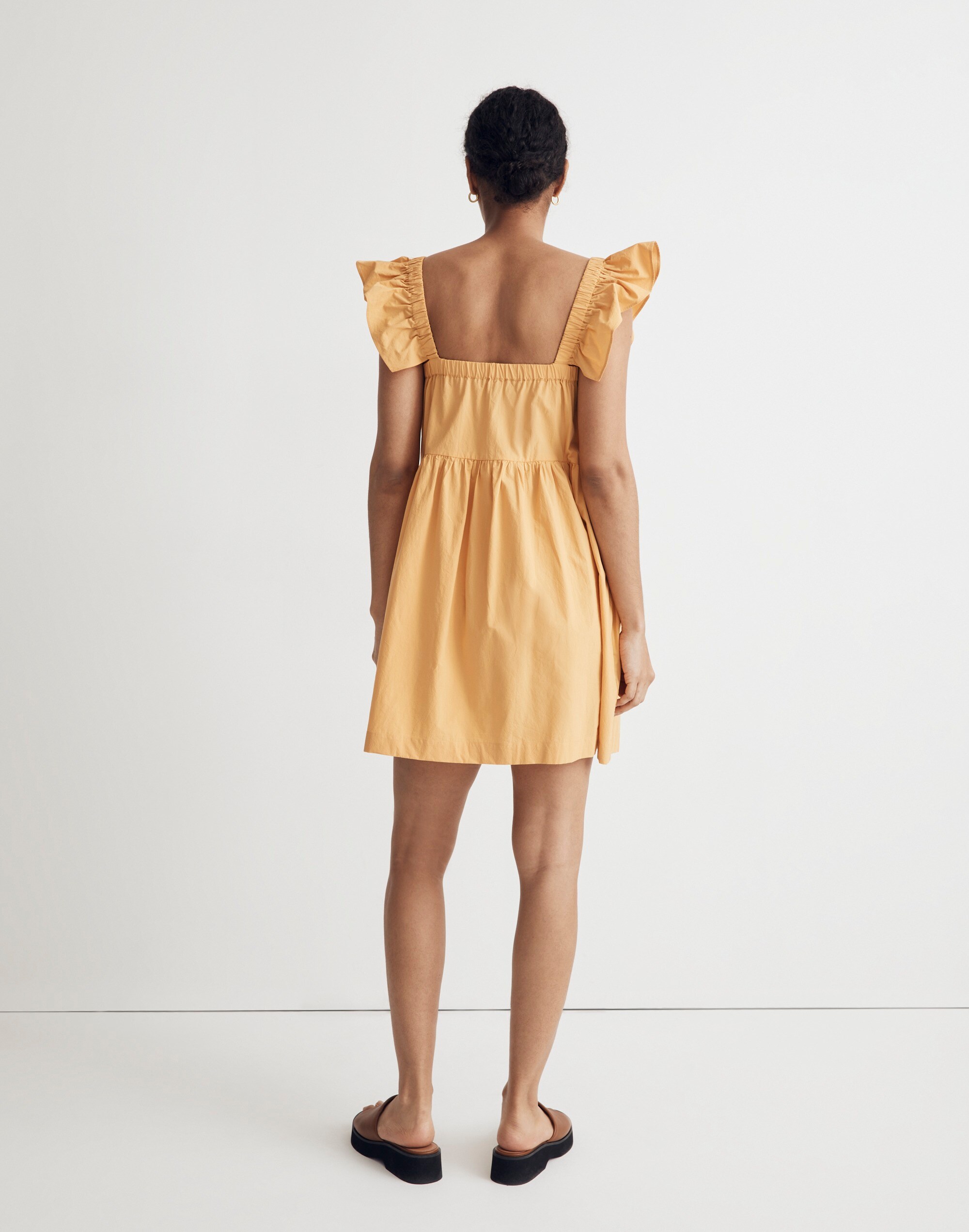 Flutter-Sleeve Square-Neck Mini Dress