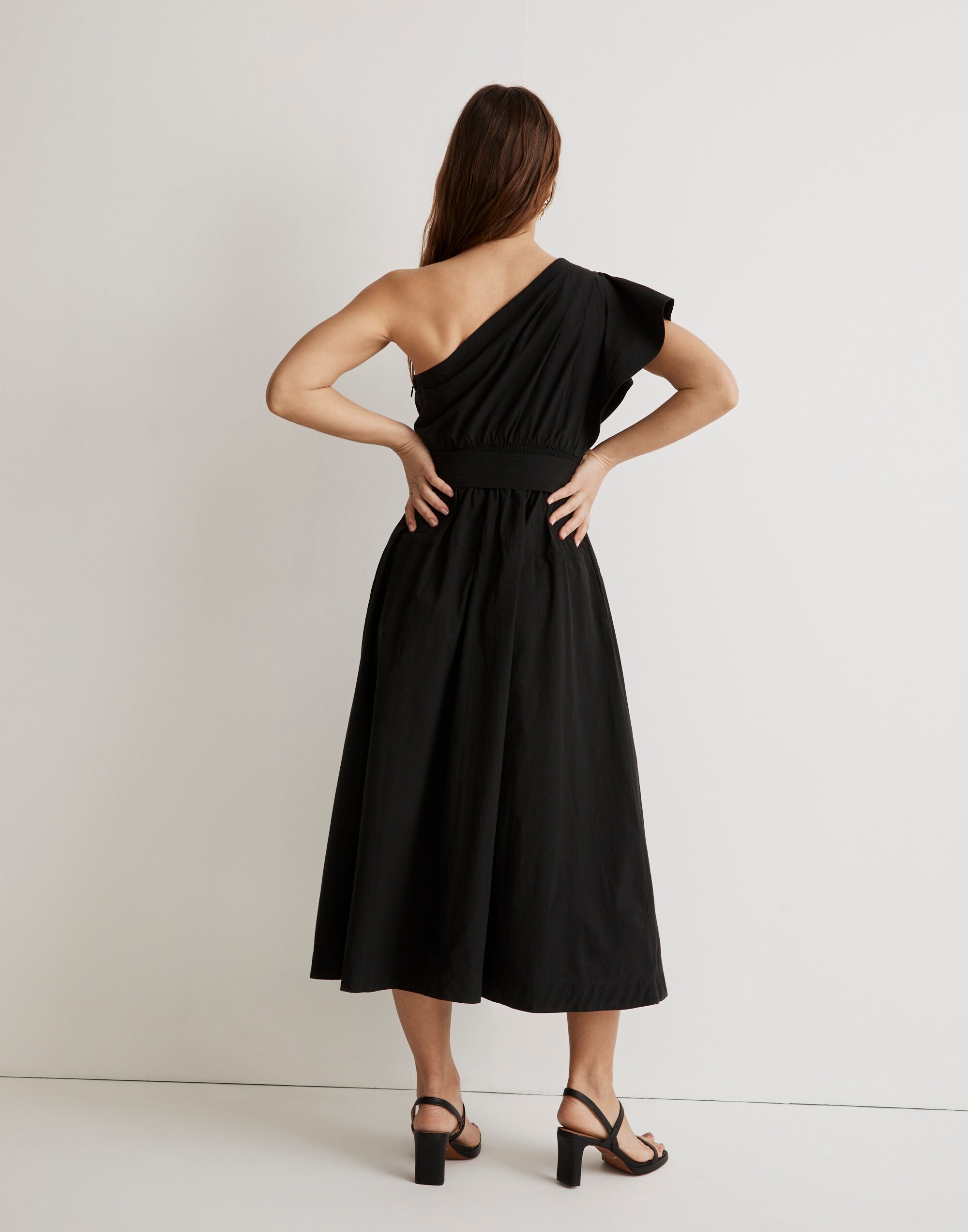Ruffled One-Shoulder Midi Dress