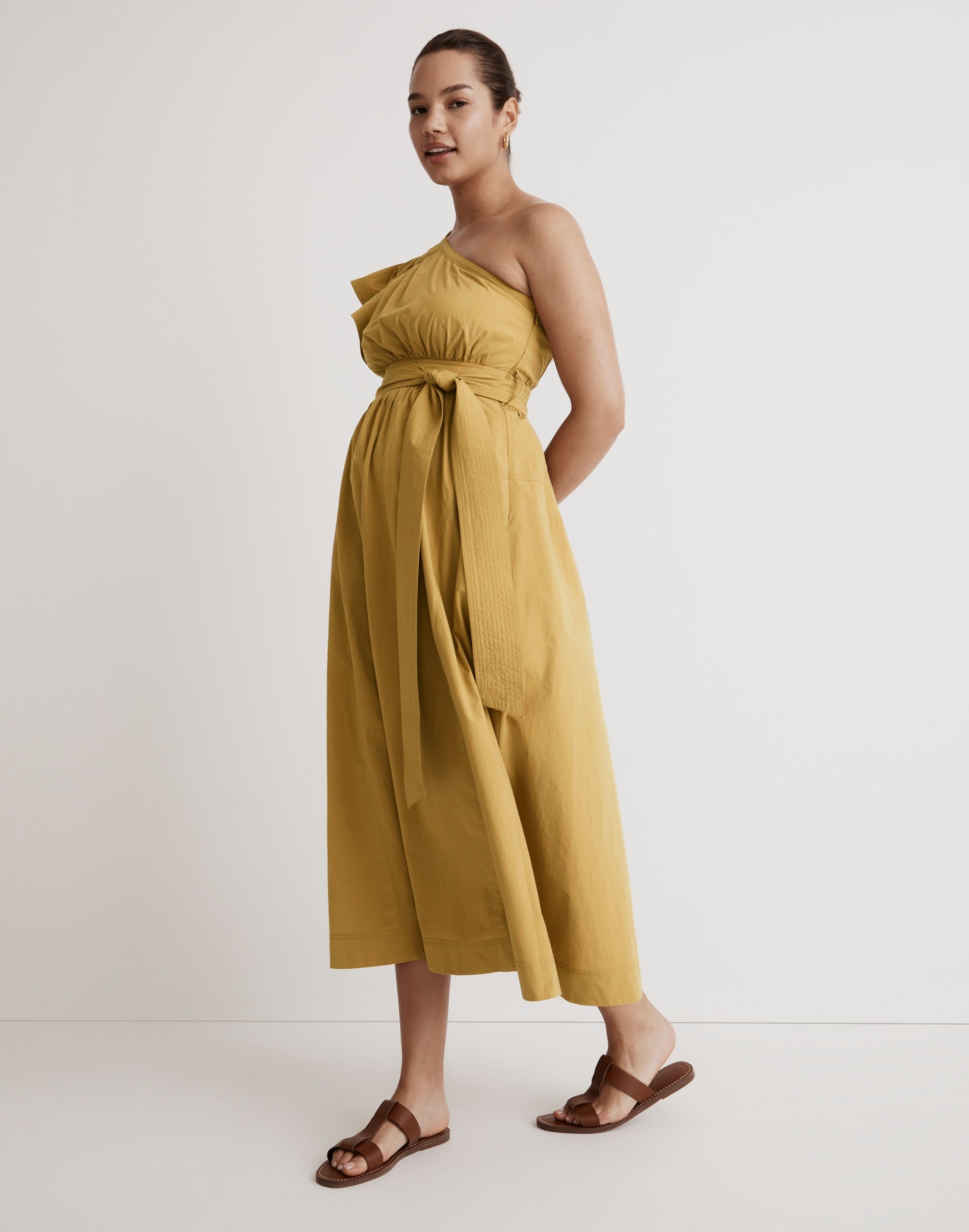 Ruffled One-Shoulder Midi Dress