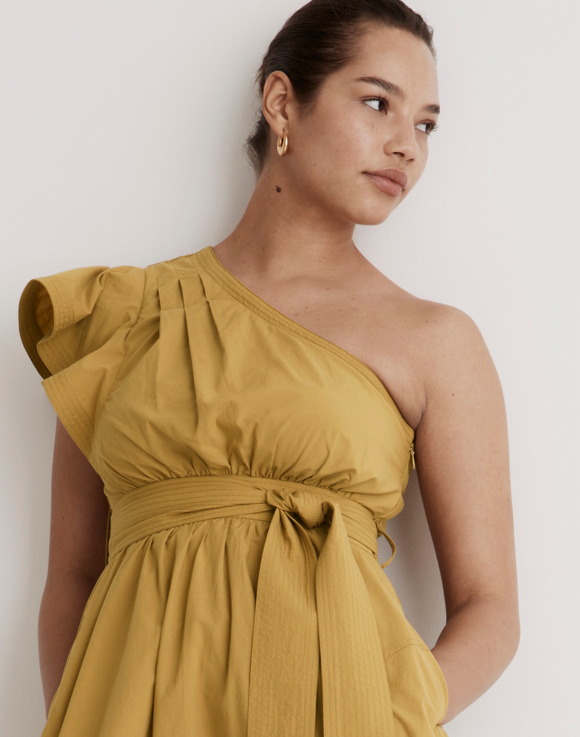 Ruffled One-Shoulder Midi Dress
