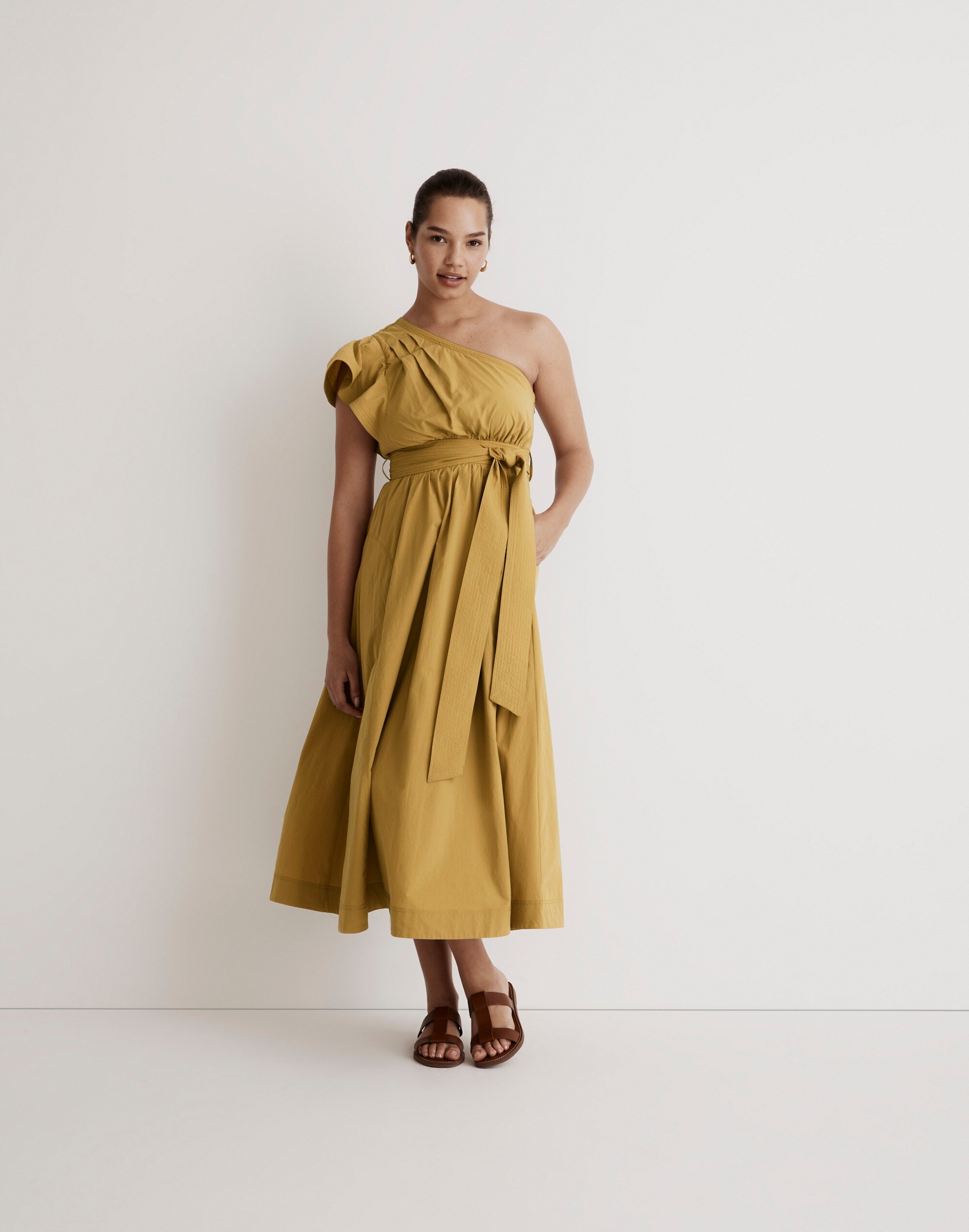 Ruffled One-Shoulder Midi Dress