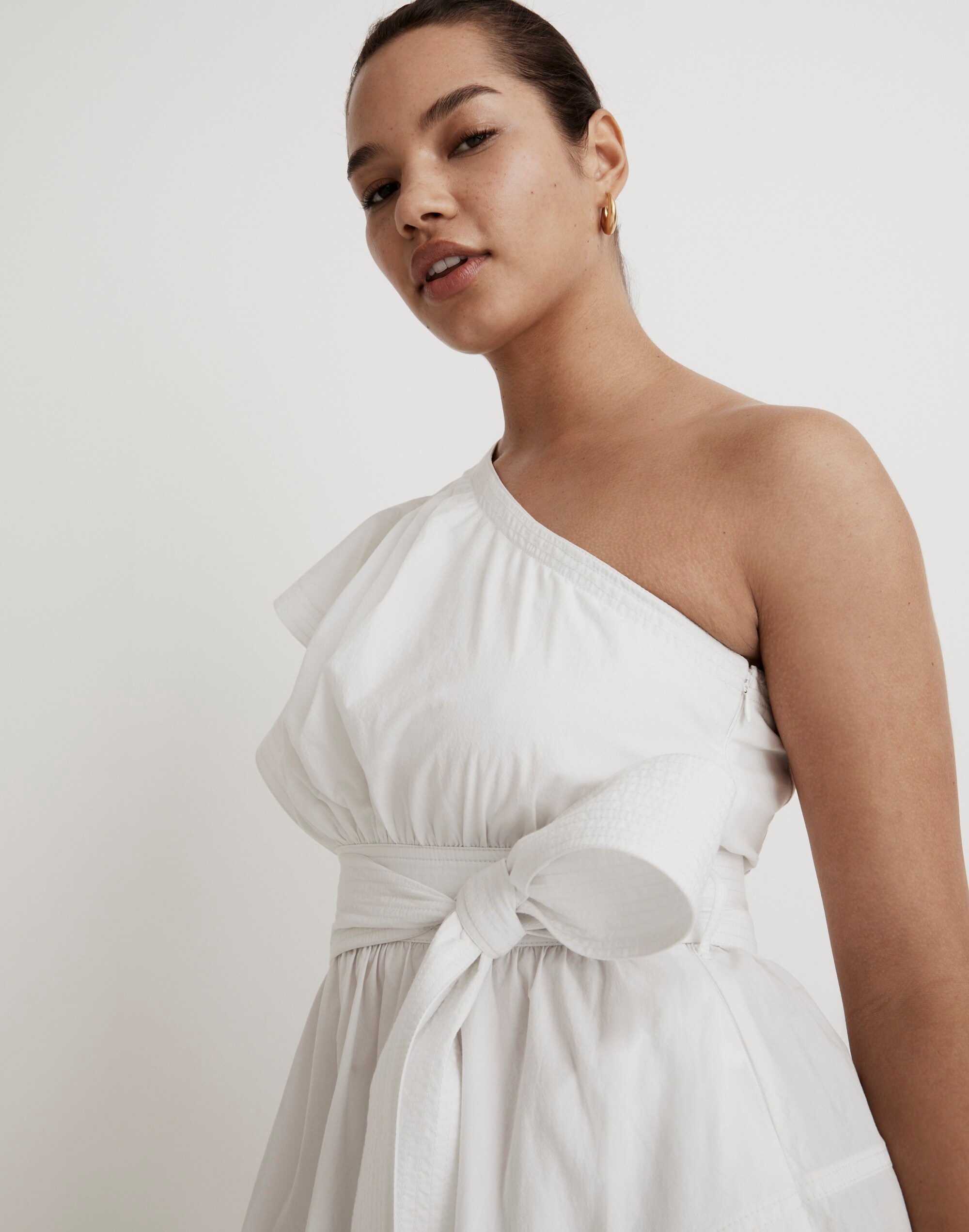 Ruffled One-Shoulder Midi Dress