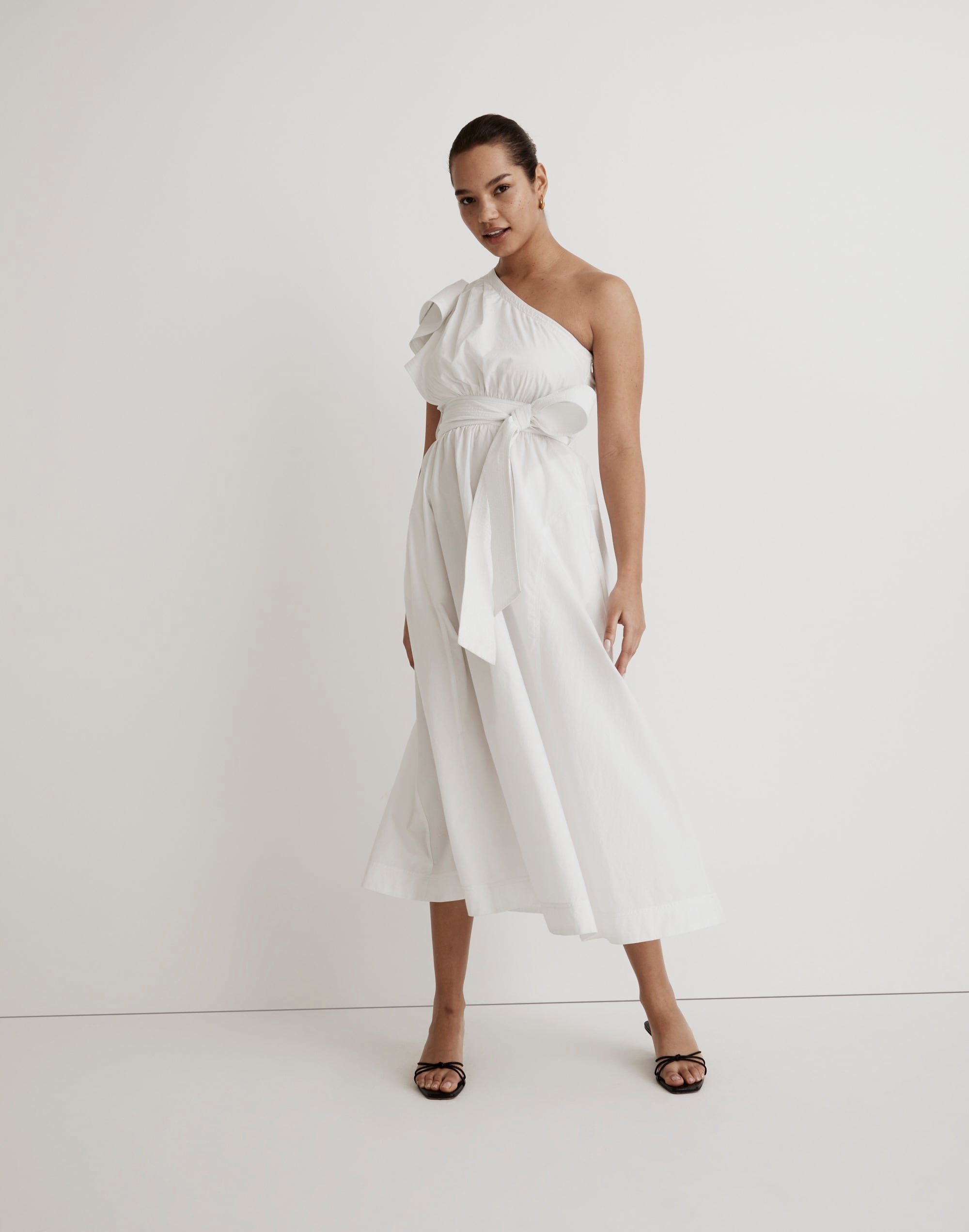 Madewell Seersucker One-Shoulder Puff-Sleeve Midi Dress | Mall of America®