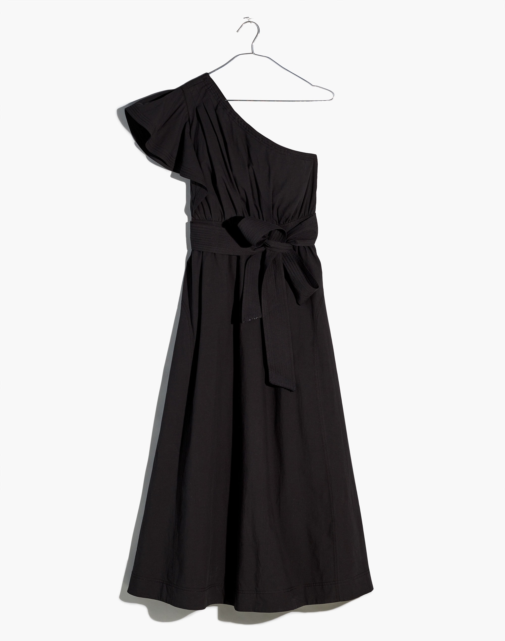 Plus Ruffled One-Shoulder Midi Dress