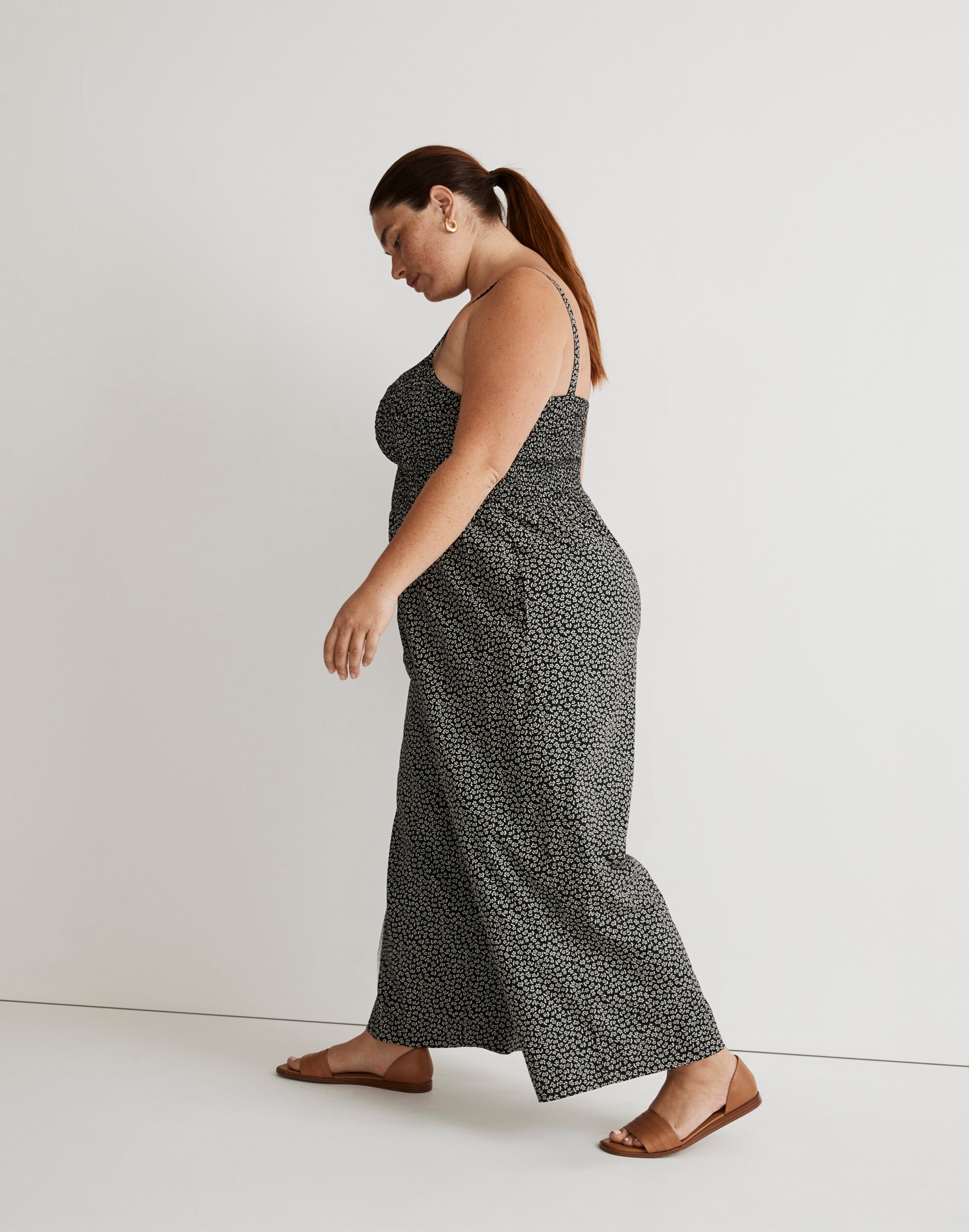 Plus Lucie Wide-Leg Jumpsuit in Micro Daisy