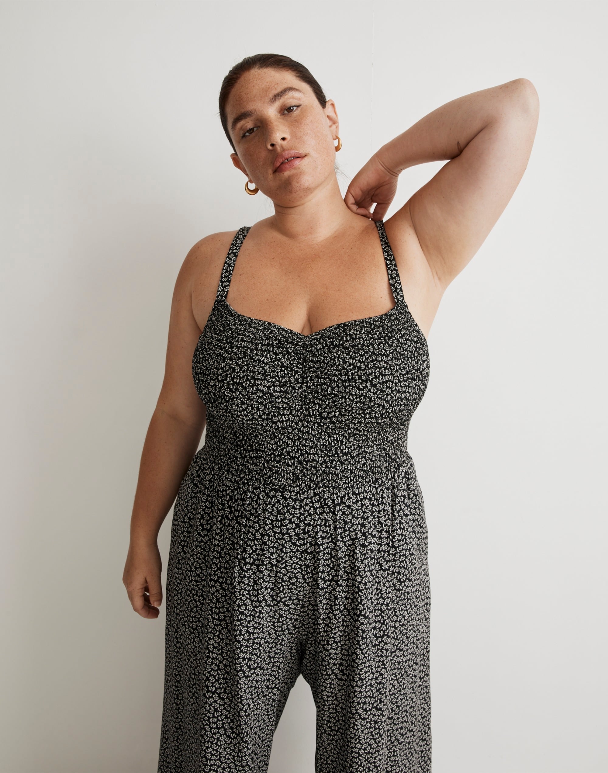 Plus Lucie Wide-Leg Jumpsuit in Micro Daisy