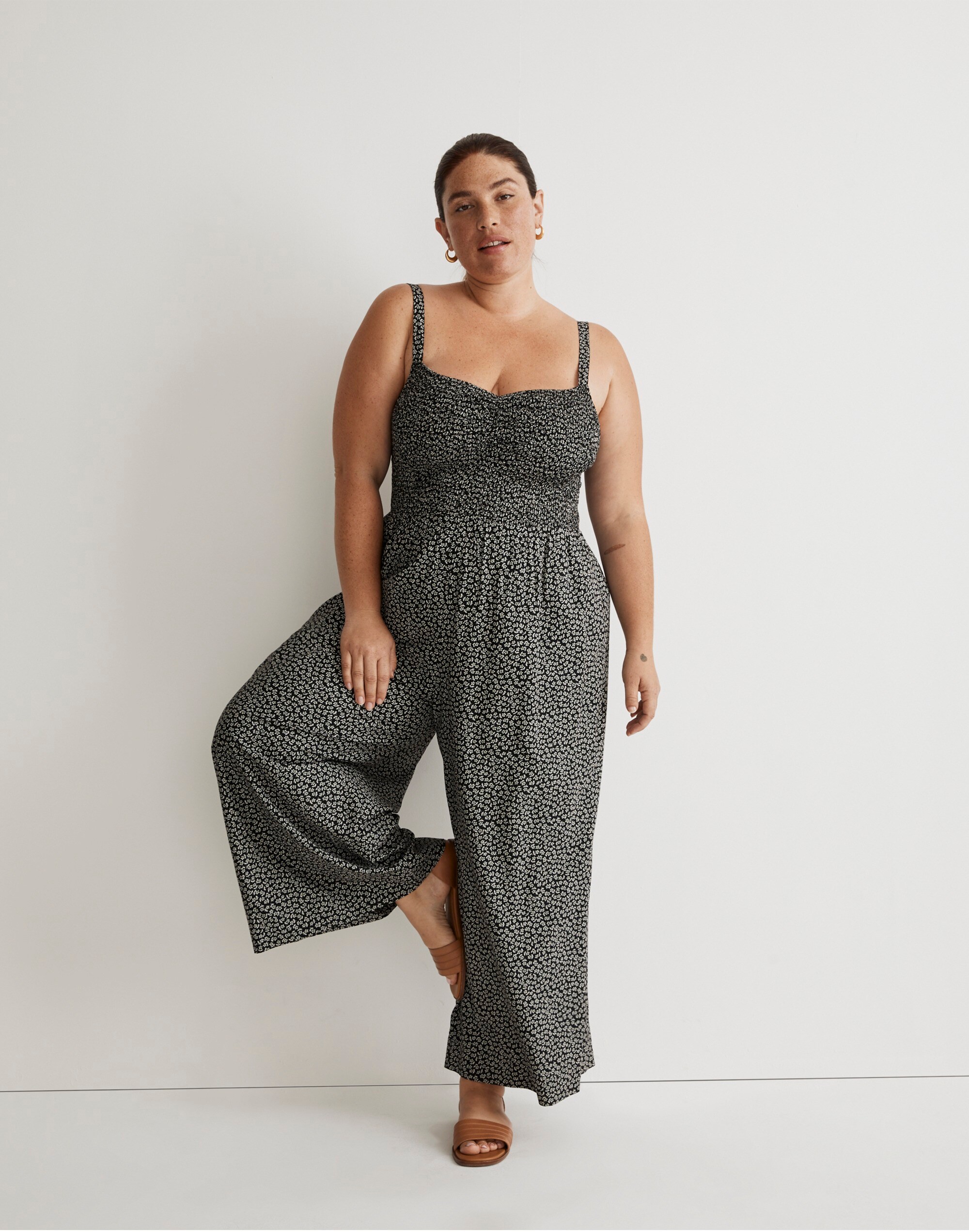 Plus Lucie Wide-Leg Jumpsuit in Micro Daisy