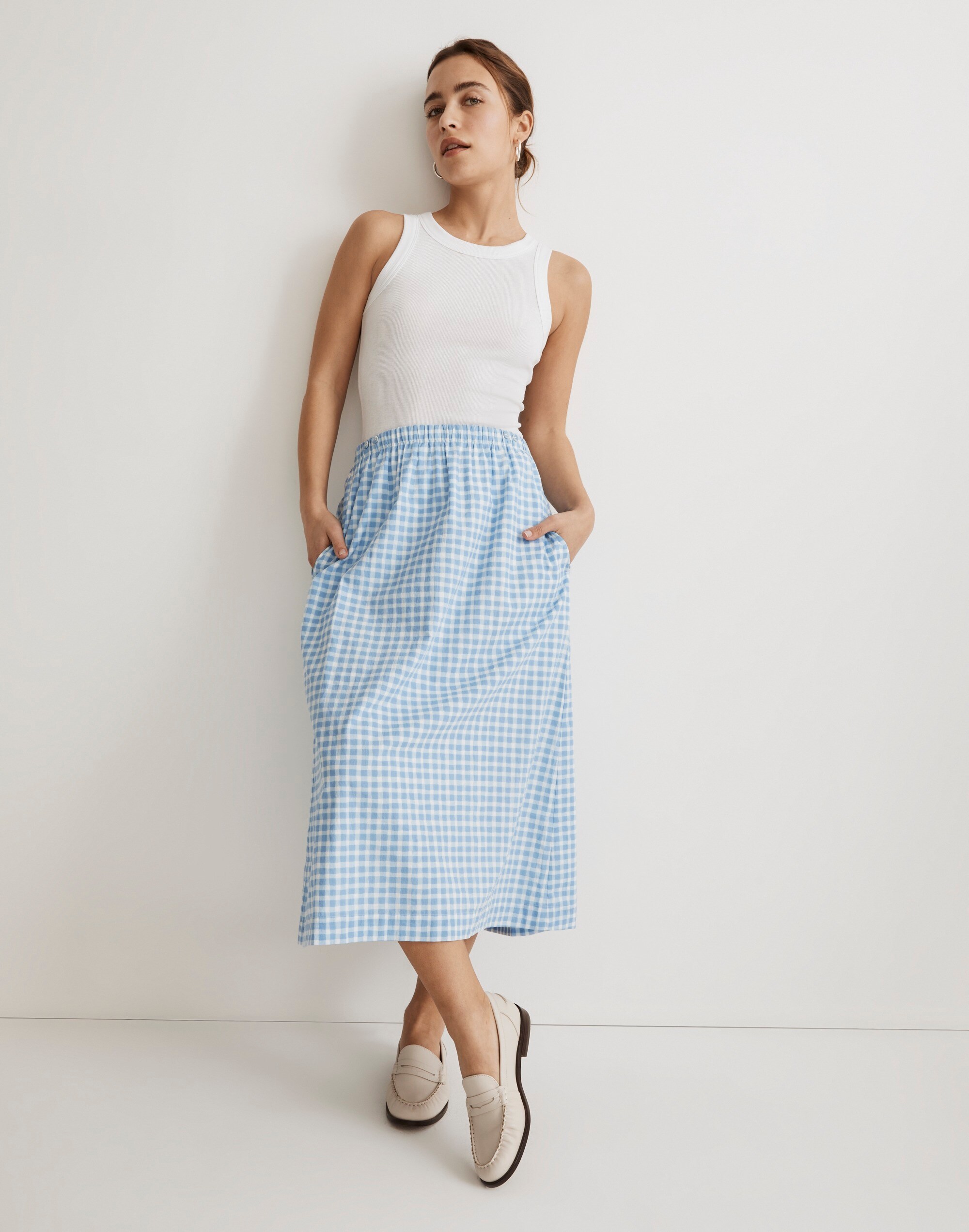 Pull-On Dress Set in Gingham Check