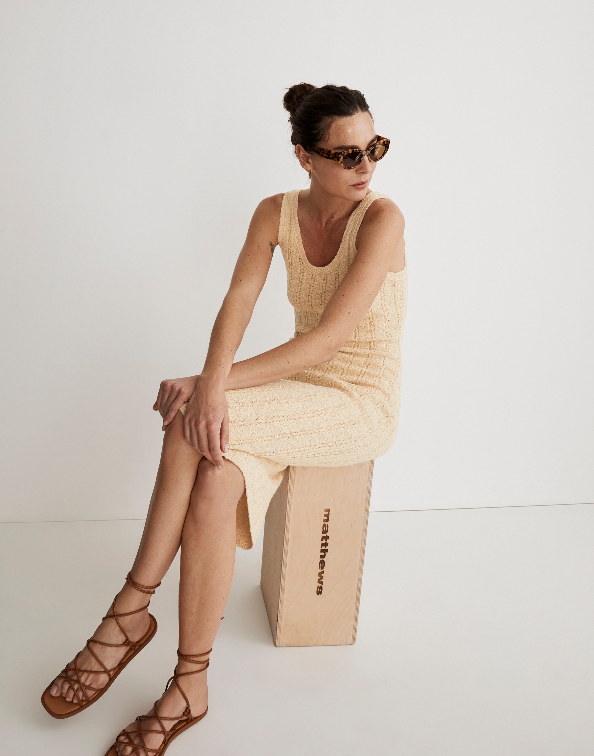 Ribbed Sleeveless Midi Sweater Dress