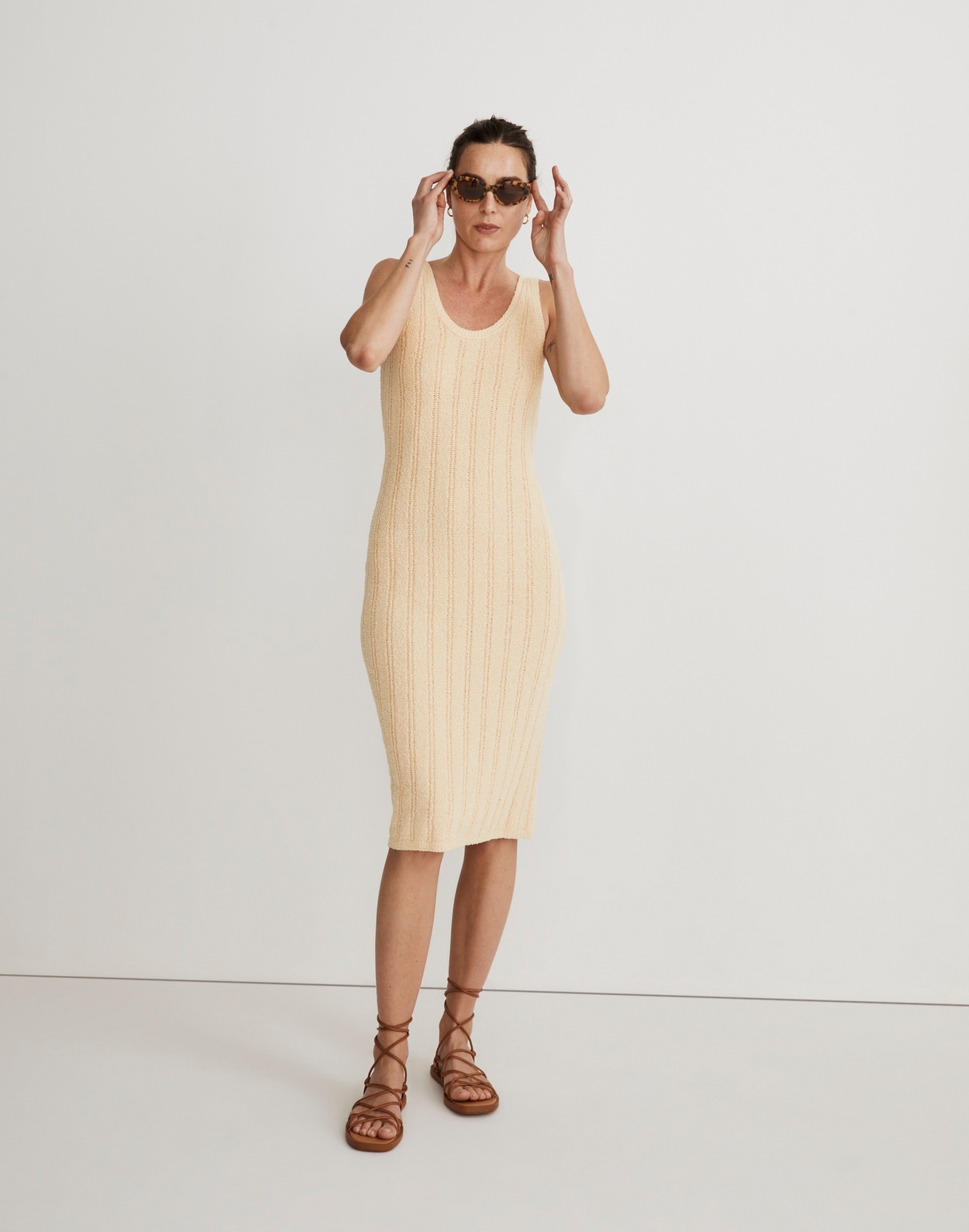 Ribbed Sleeveless Midi Sweater Dress
