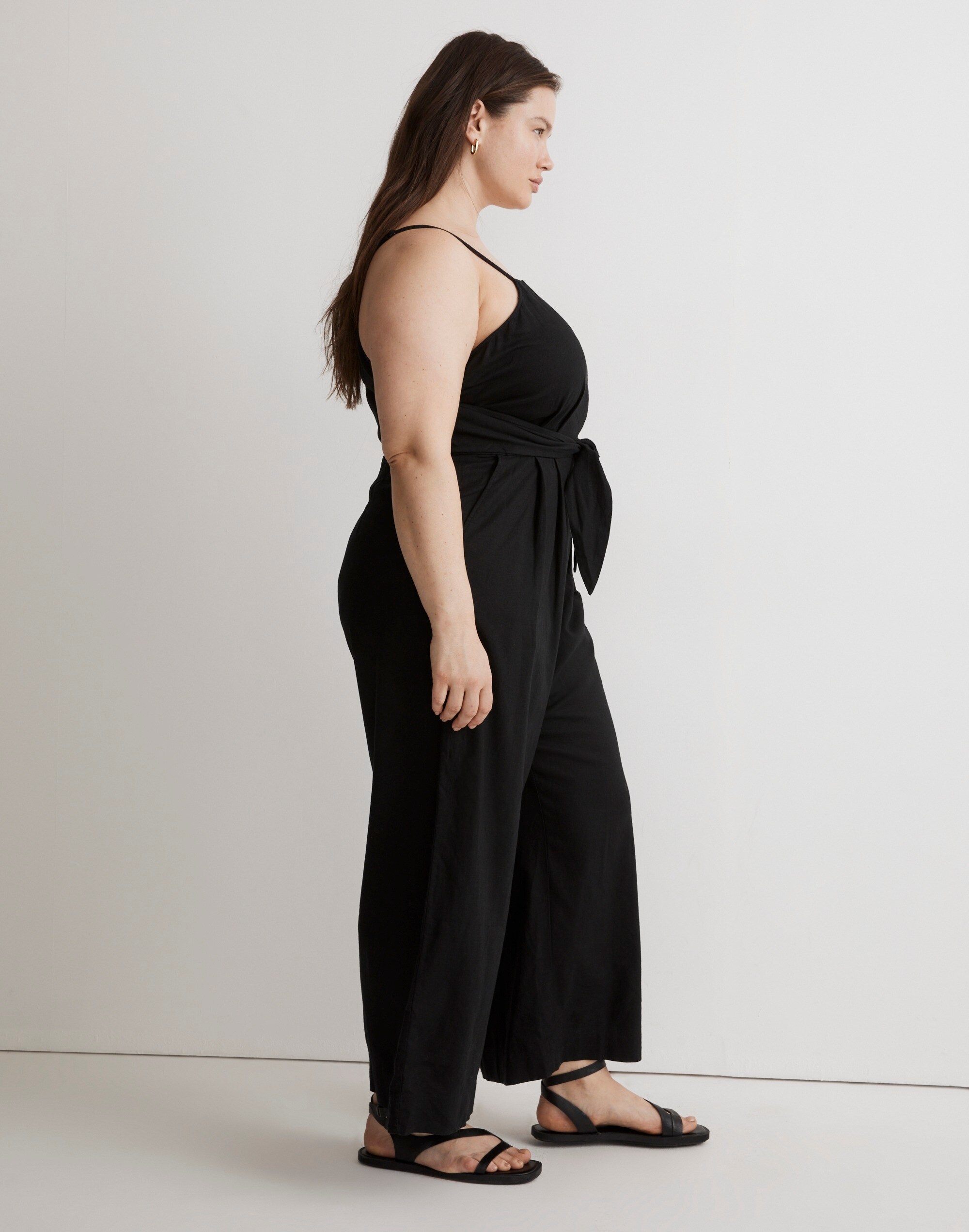Plus Tie-Waist Crop Wide-Leg Jumpsuit