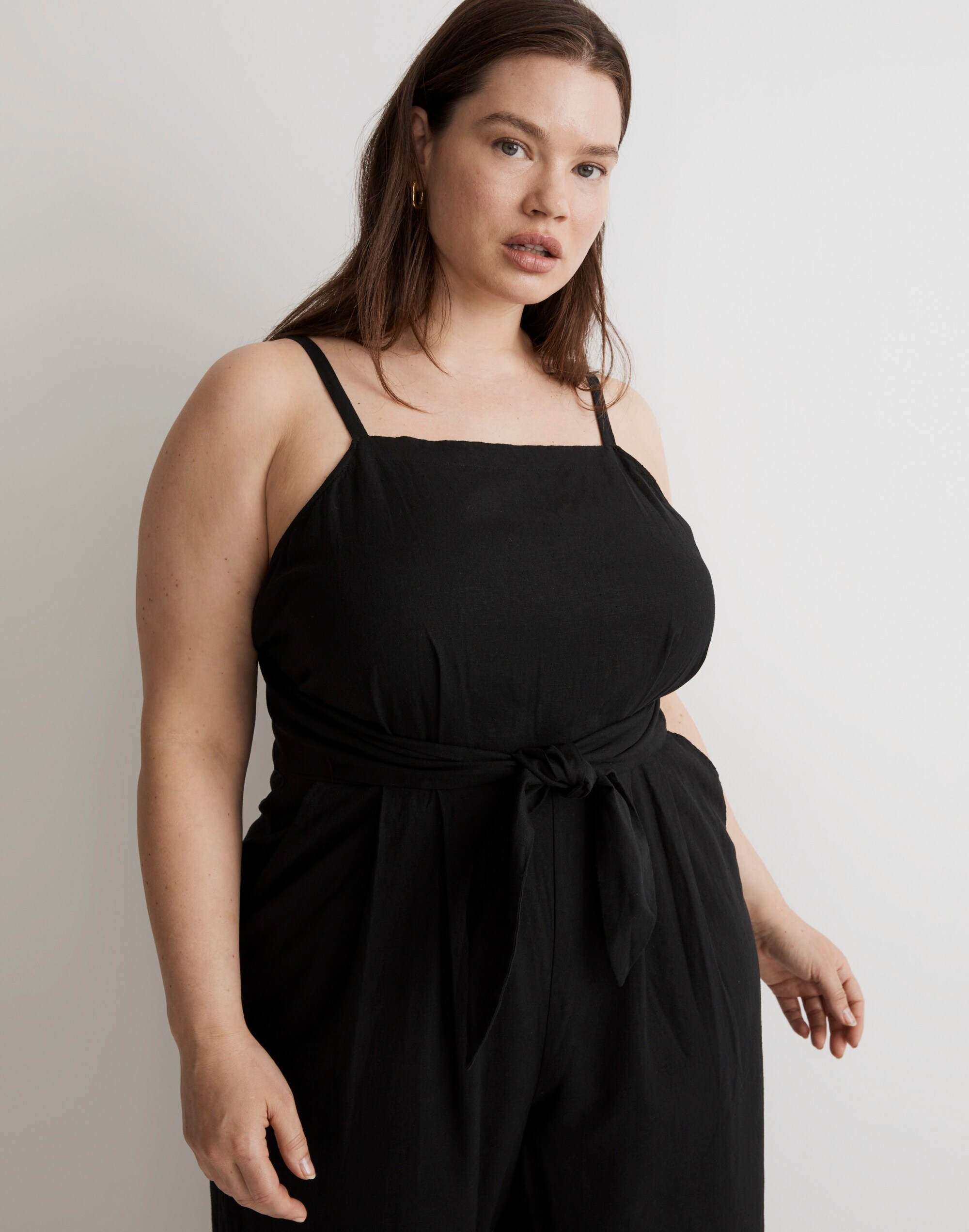 Plus Tie-Waist Crop Wide-Leg Jumpsuit