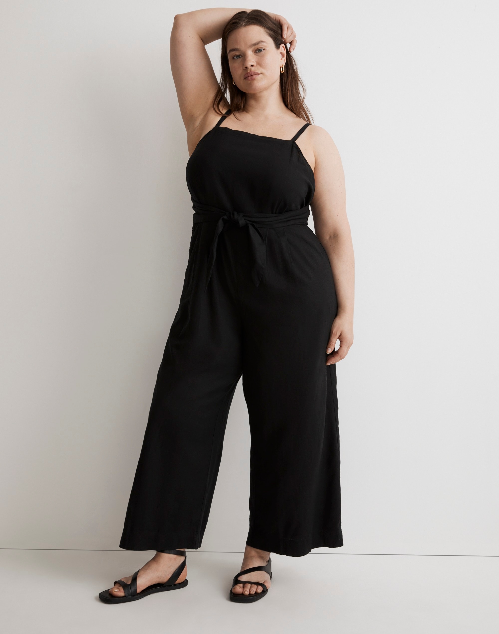 plus tie-waist crop wide-leg jumpsuit