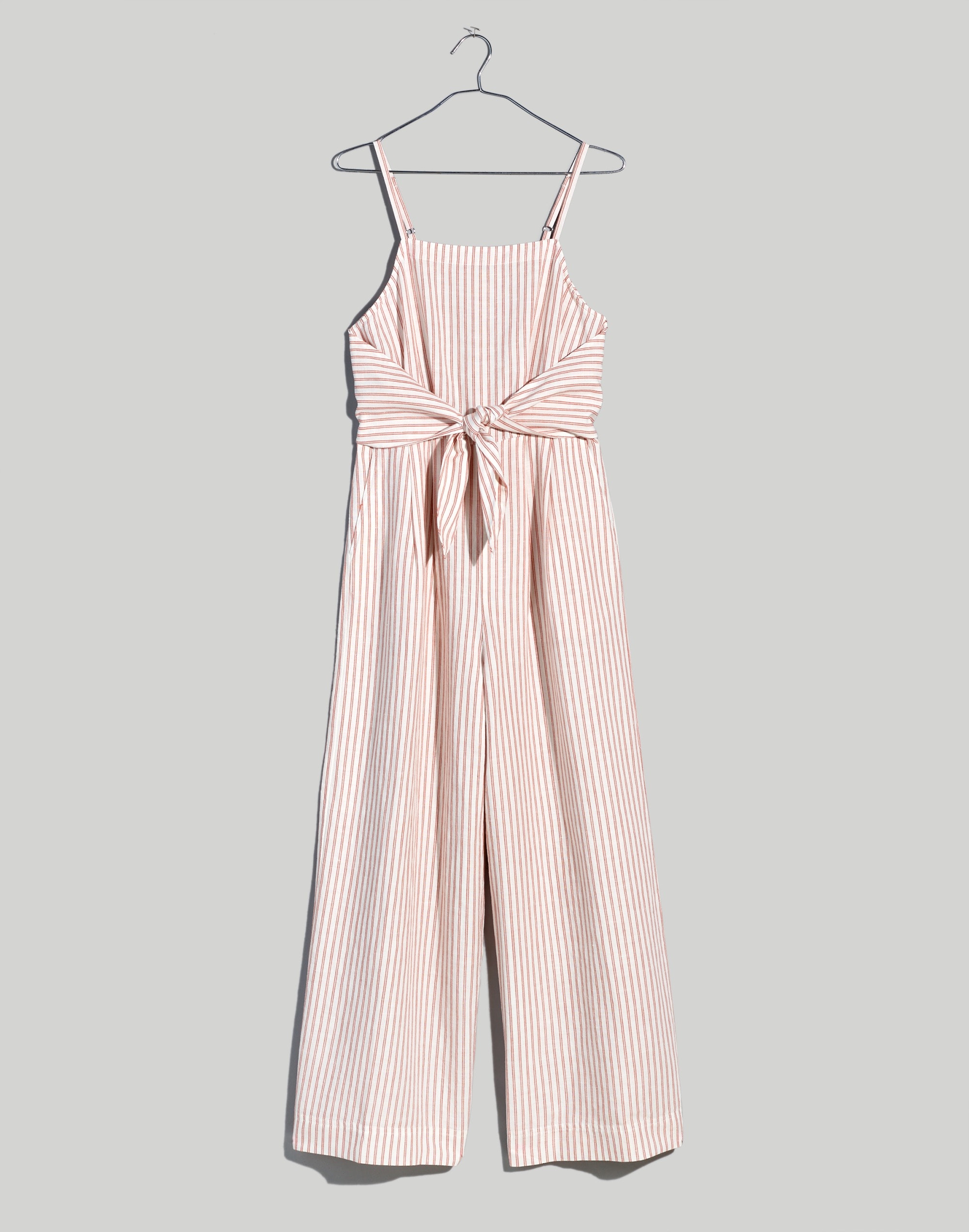 Tie-Waist Crop Wide-Leg Jumpsuit in Stripe