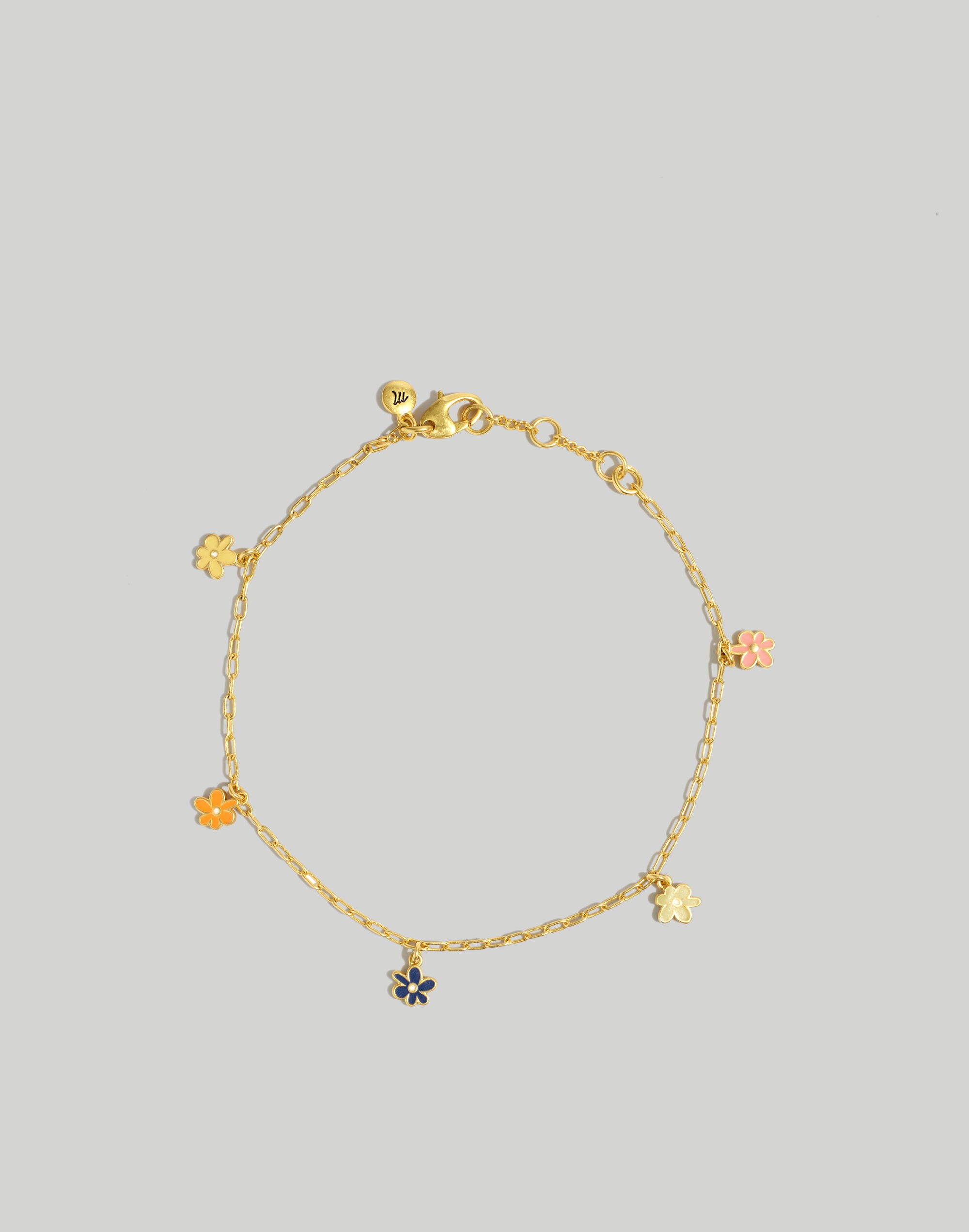 Enamel Floral Charm Anklet