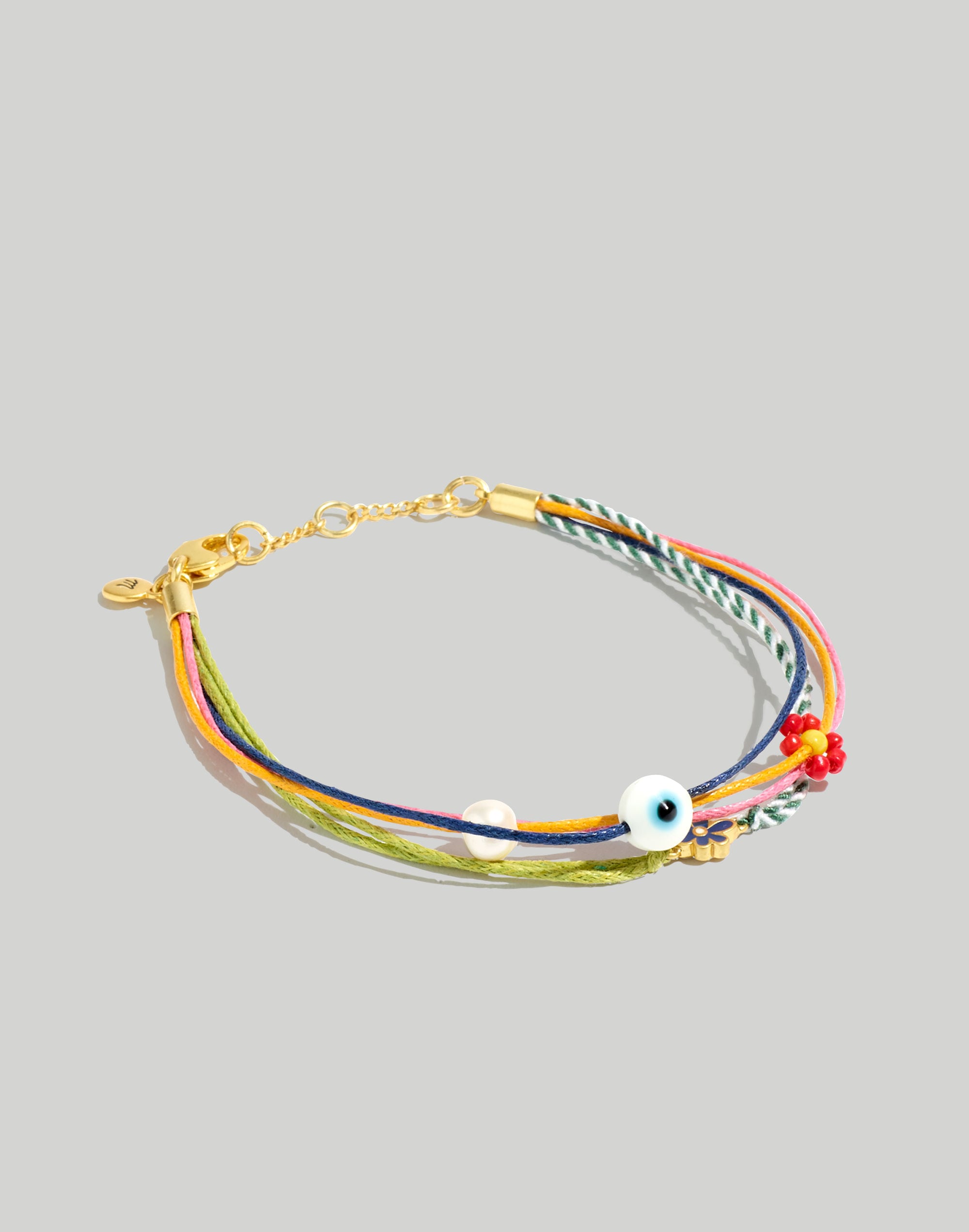 Four-Strand Enamel Floral Charm Slider Bracelet